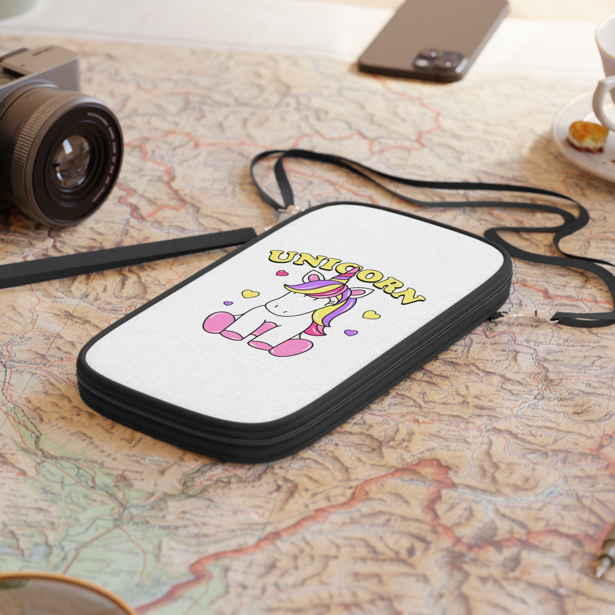 Cute Unicorn With Colorful Hair Hearts Passport Wallet - Image 4