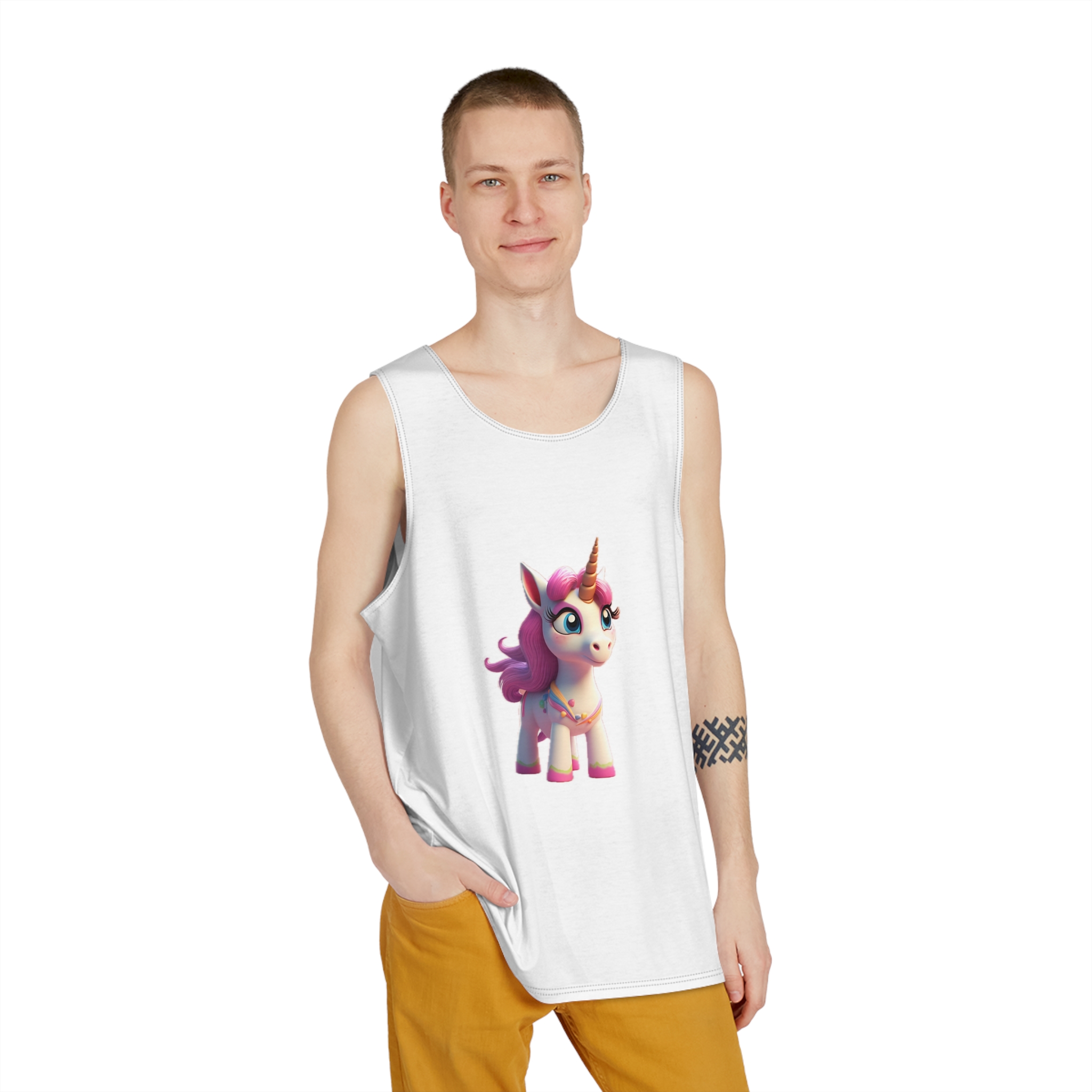 Colorful Cartoon Animated 3d Unicorn Children (8) Mens Tank Aop - Image 3