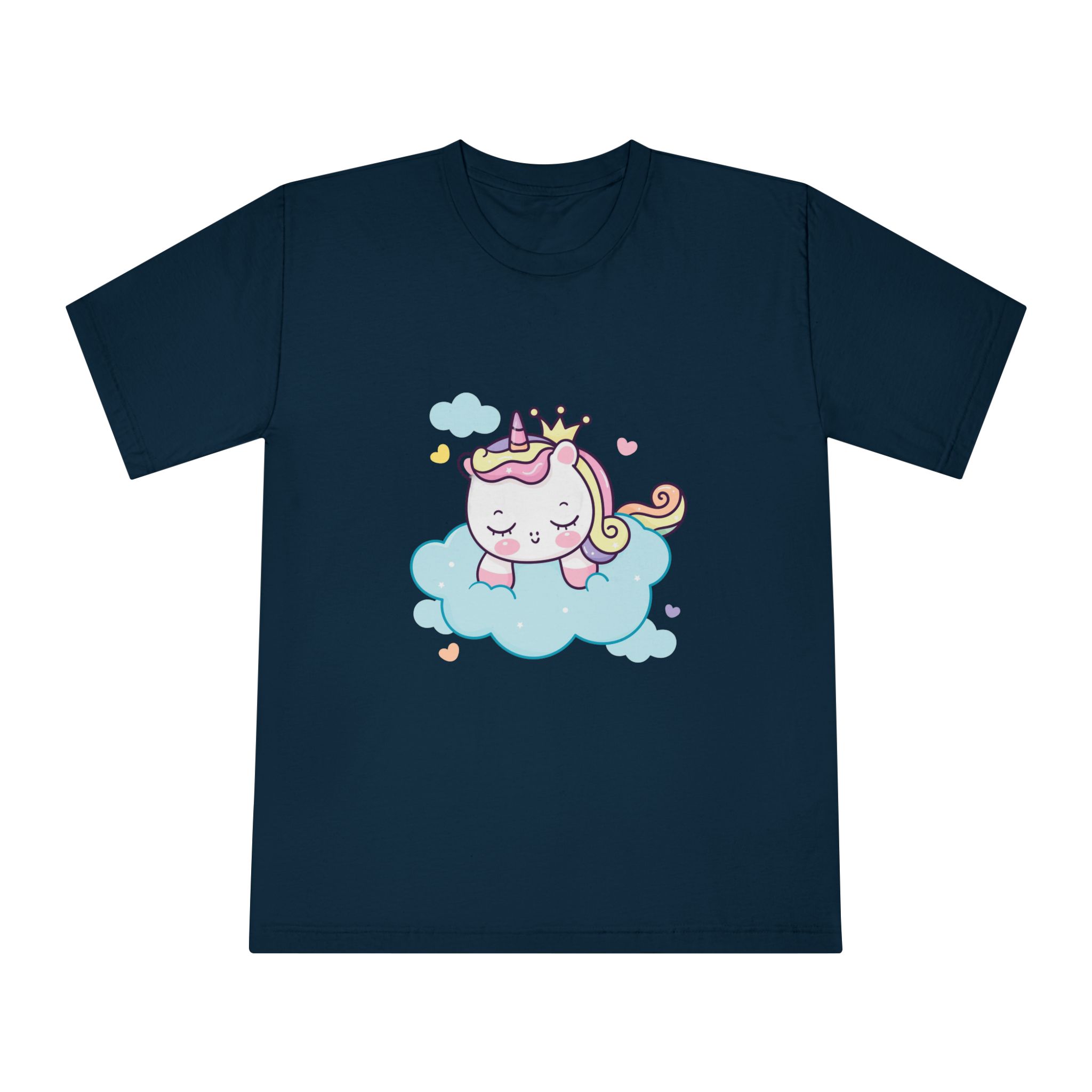 Cute Unicorn Princess Cartoon Sleep Cloud Kawaii Clipart Unisex Classic Crewneck T Shirt - Image 17