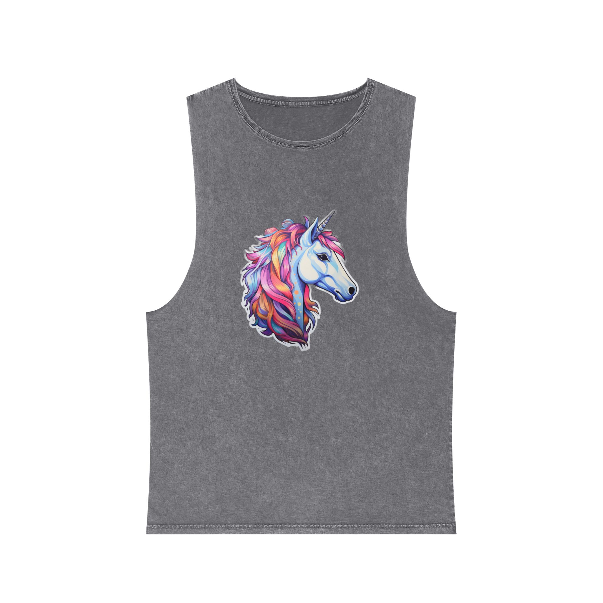 Sticker Unicorn Unisex Stonewash Tank Top - Image 9
