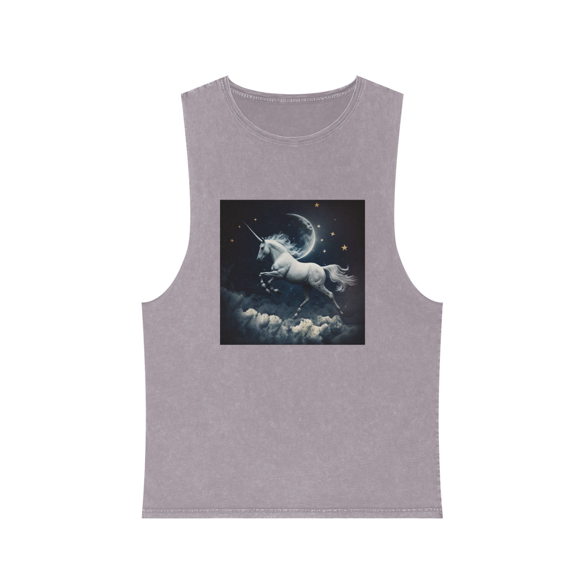 Unicorn Clouds With Full Moon Background Generative Ai Unisex Stonewash Tank Top - Image 17