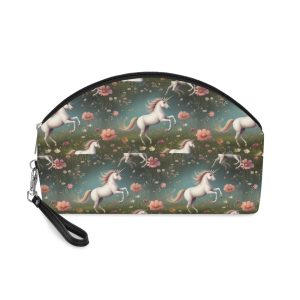 Beautiful Unicorn Running Magical Meadow Unicorn Background Images Whimsical Unicorn (13) Makeup Bag