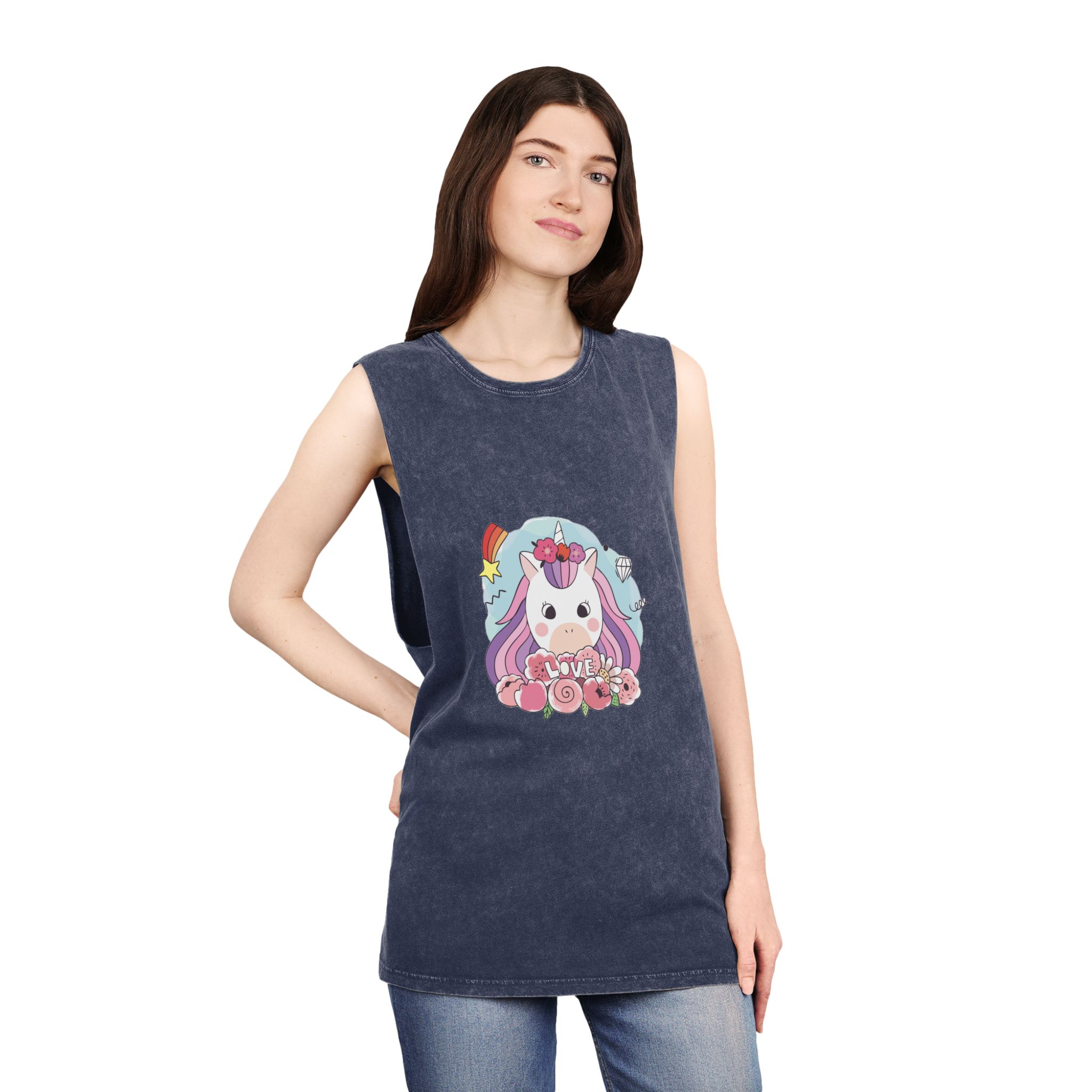 Love Unicorn Unisex Stonewash Tank Top - Image 16