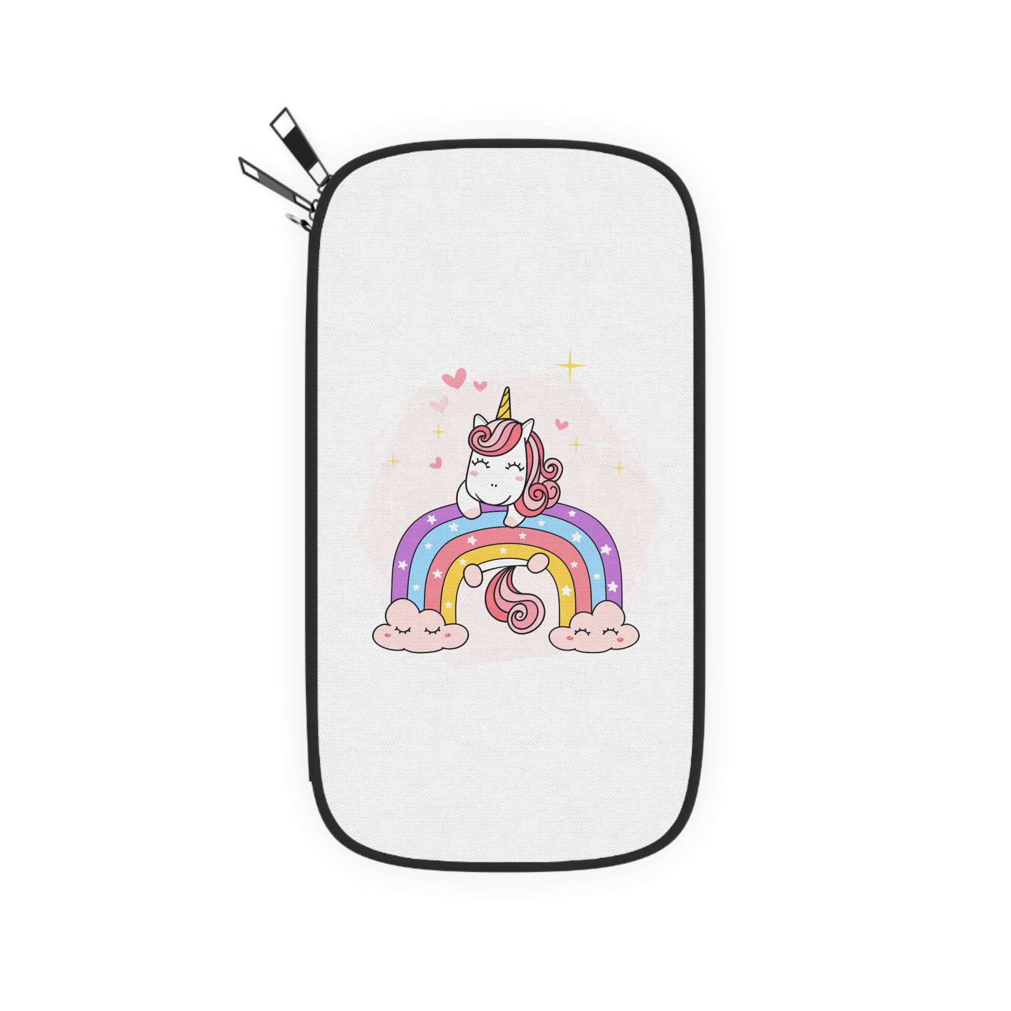 Cute Unicorn Magical Purple Rainbow Simple Doodle Outline Cartoon Illustration Passport Wallet - Image 2