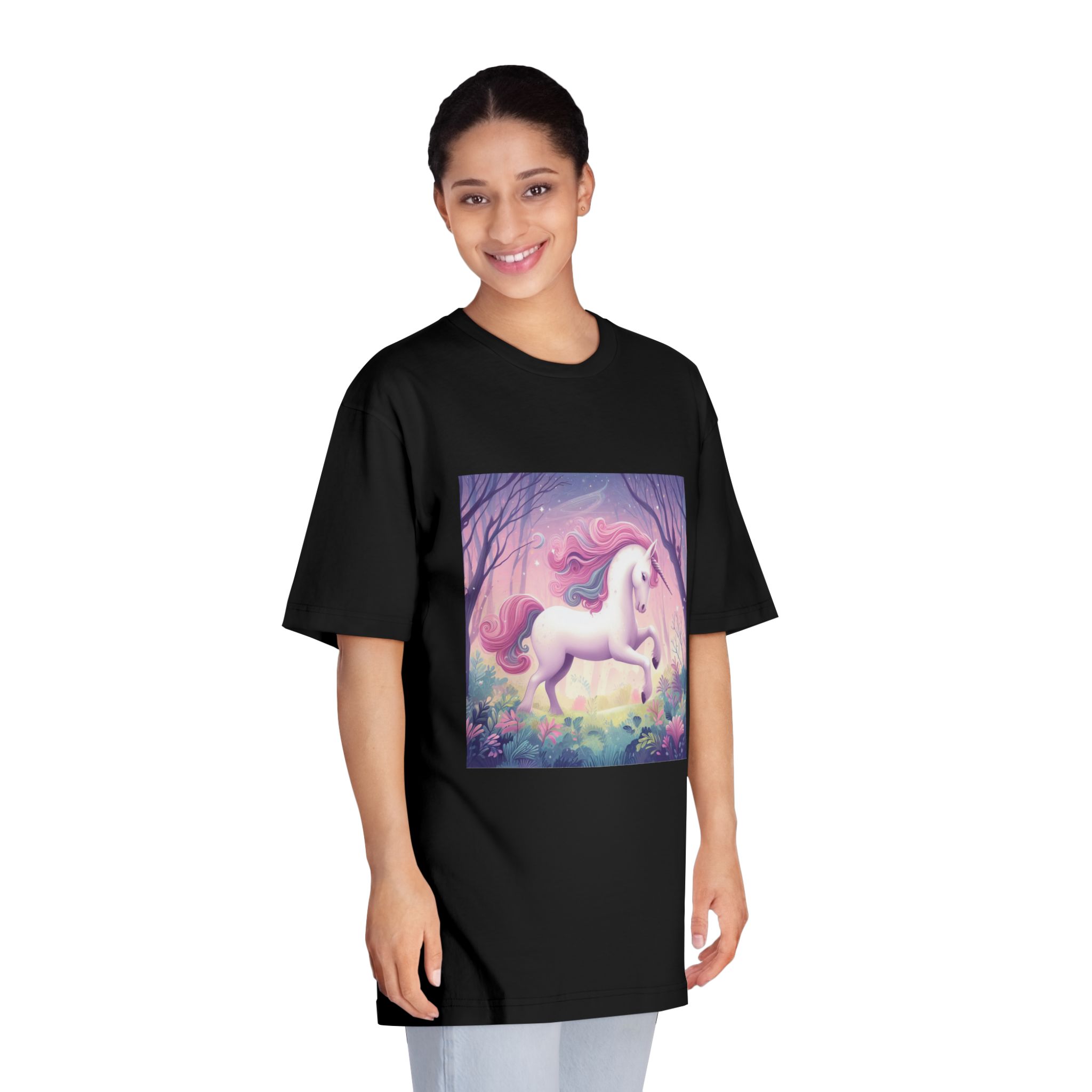 Beautiful Unicorn Running Magical Meadow Unicorn Background Images Whimsical Unicorn (25) Unisex Classic Crewneck T Shirt - Image 7