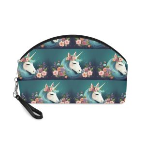 Cute Unicorn With Flowers Generate Ai Makeup Bag
