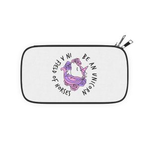 Cute Girly Unicorn With Flowers Motivational Quote Passport Wallet