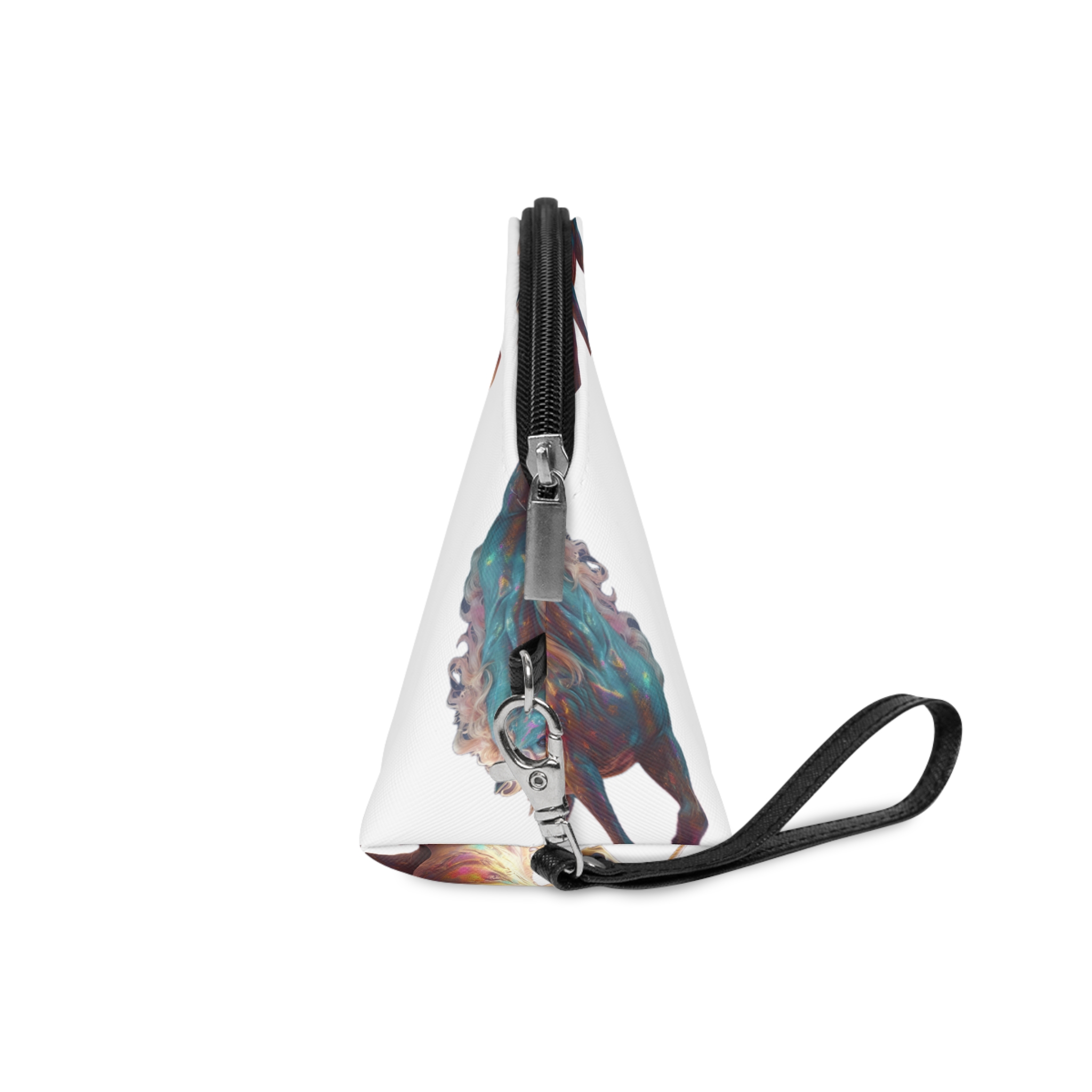 Unicorn With Long Mane Colorful Mane Standing Hill Generative Ai Makeup Bag - Image 3