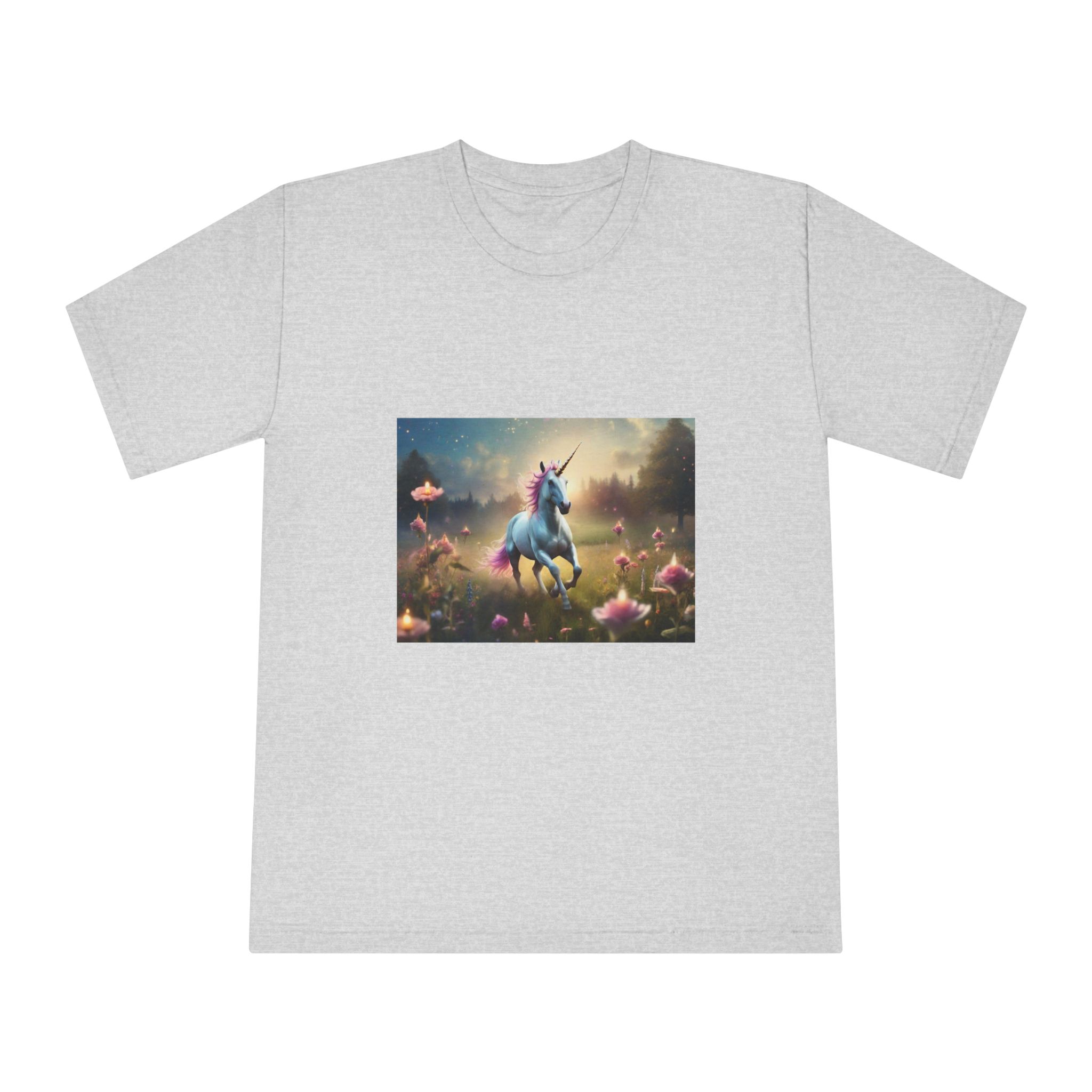 Beautiful Unicorn Running Magical Meadow Unicorn Background Images Whimsical Unicorn (35) Unisex Classic Crewneck T Shirt - Image 13