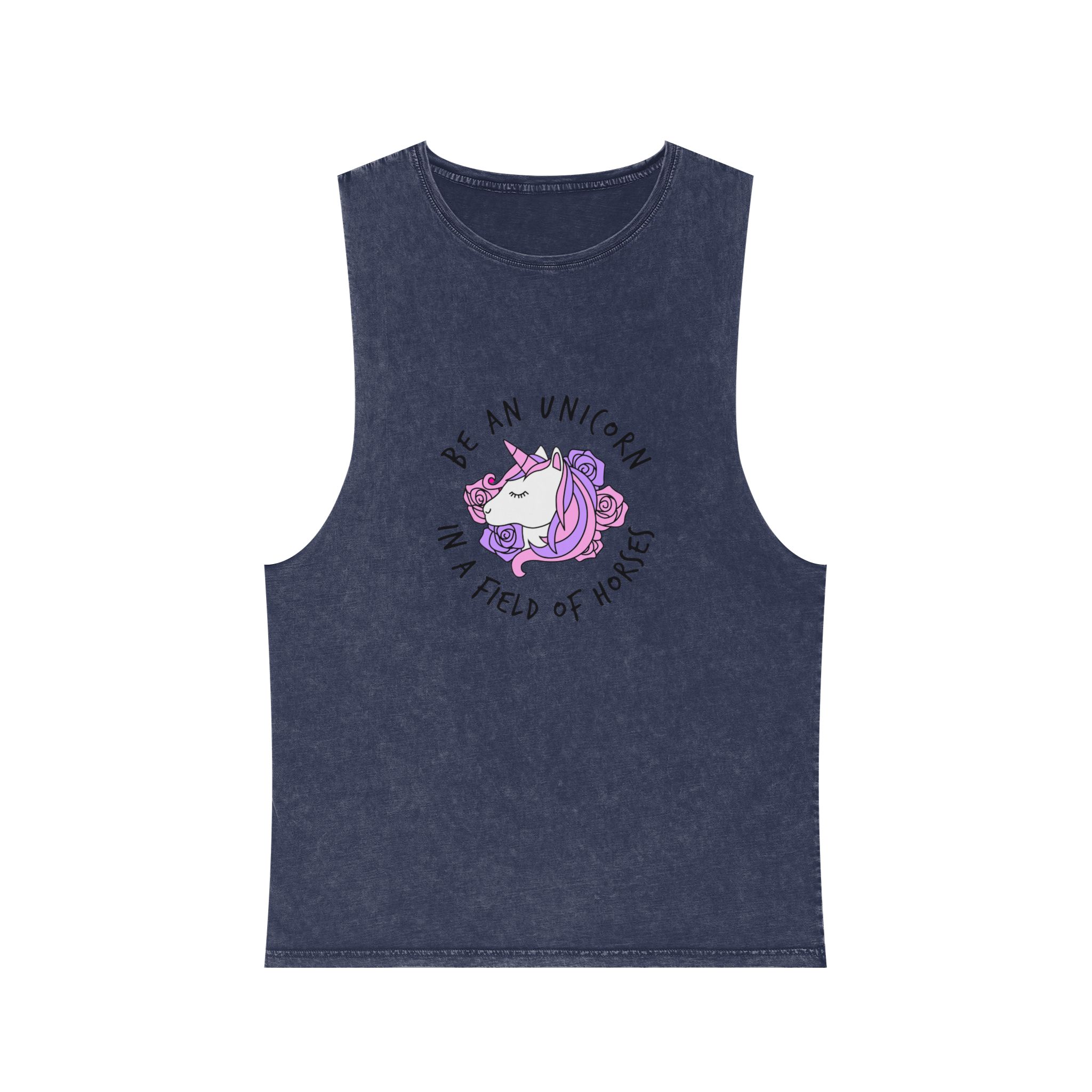 Cute Girly Unicorn With Flowers Motivational Quote Unisex Stonewash Tank Top - Image 13