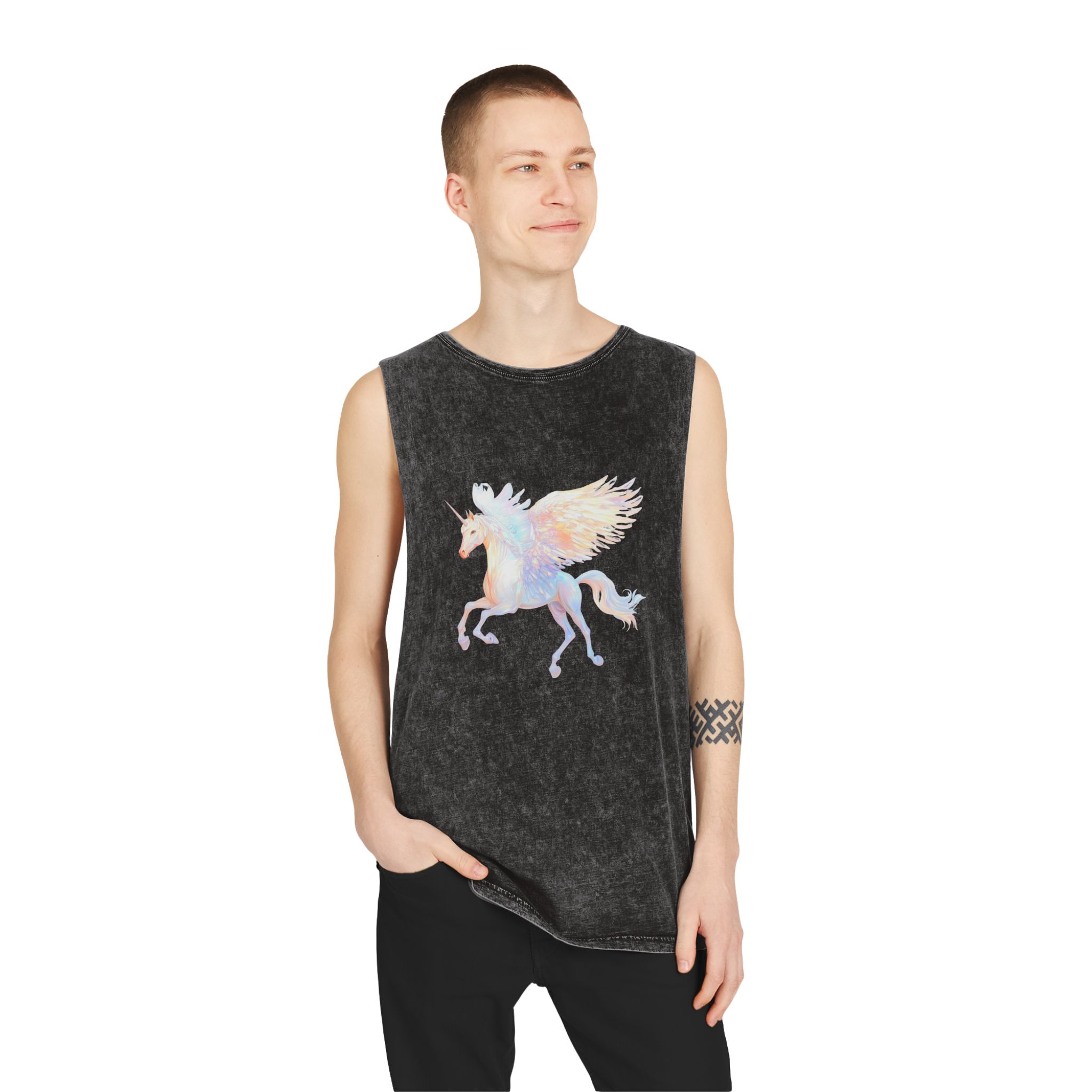 Png Pegasus Art Illustration Animal Unisex Stonewash Tank Top - Image 3