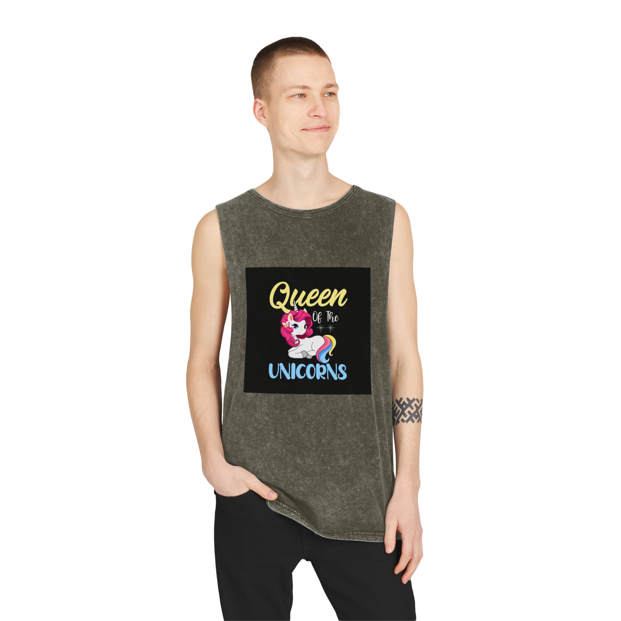Unicorn 19 Unisex Stonewash Tank Top - Image 7