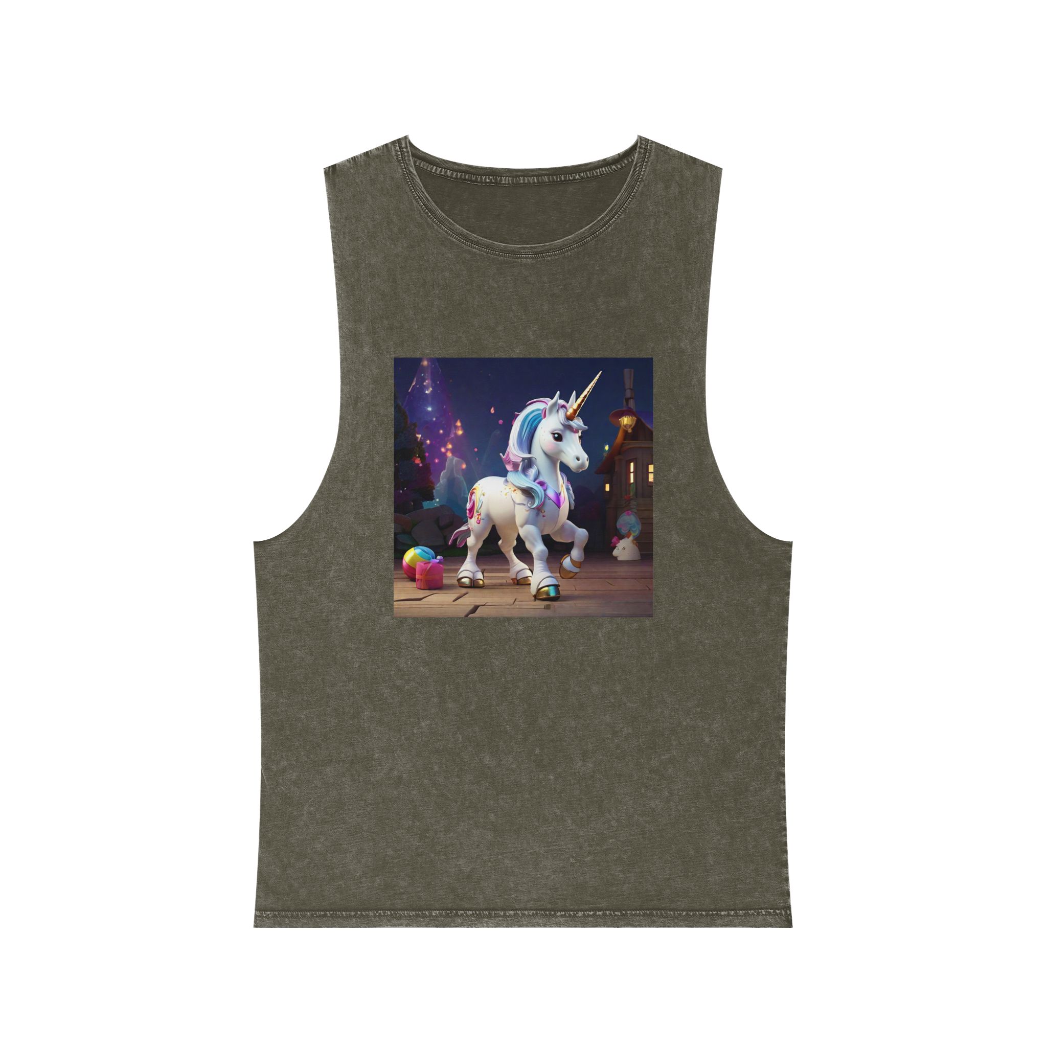 Animated Unicorn Children Generated By Ai (15) Unisex Stonewash Tank Top - Image 5