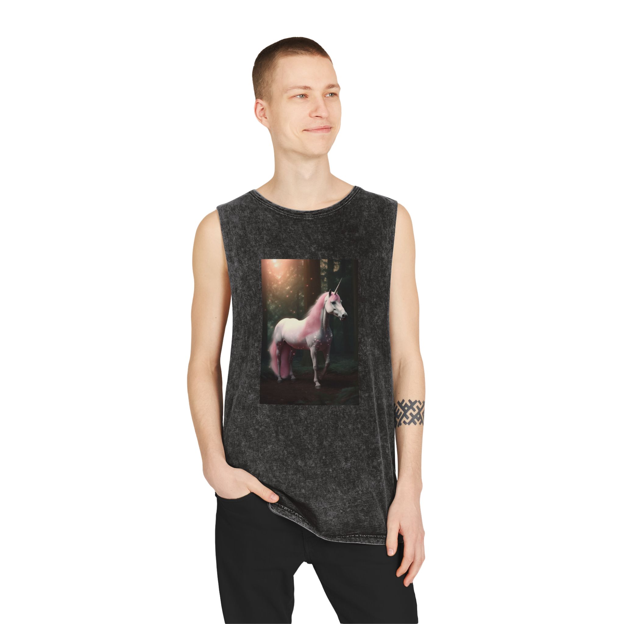 Magical Mythical Unicorn Creature Unisex Stonewash Tank Top - Image 3