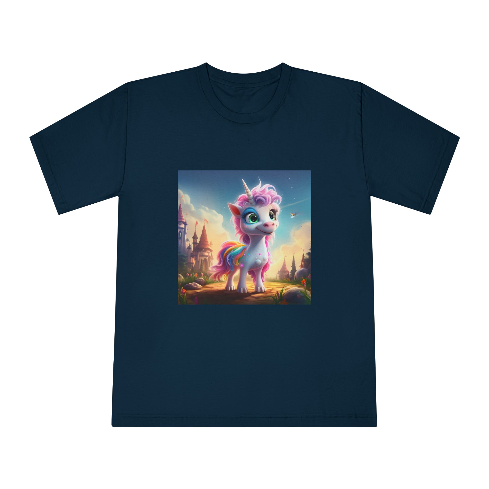 Unicorn Standing Rock Front Castle Generative Ai Unisex Classic Crewneck T Shirt - Image 17
