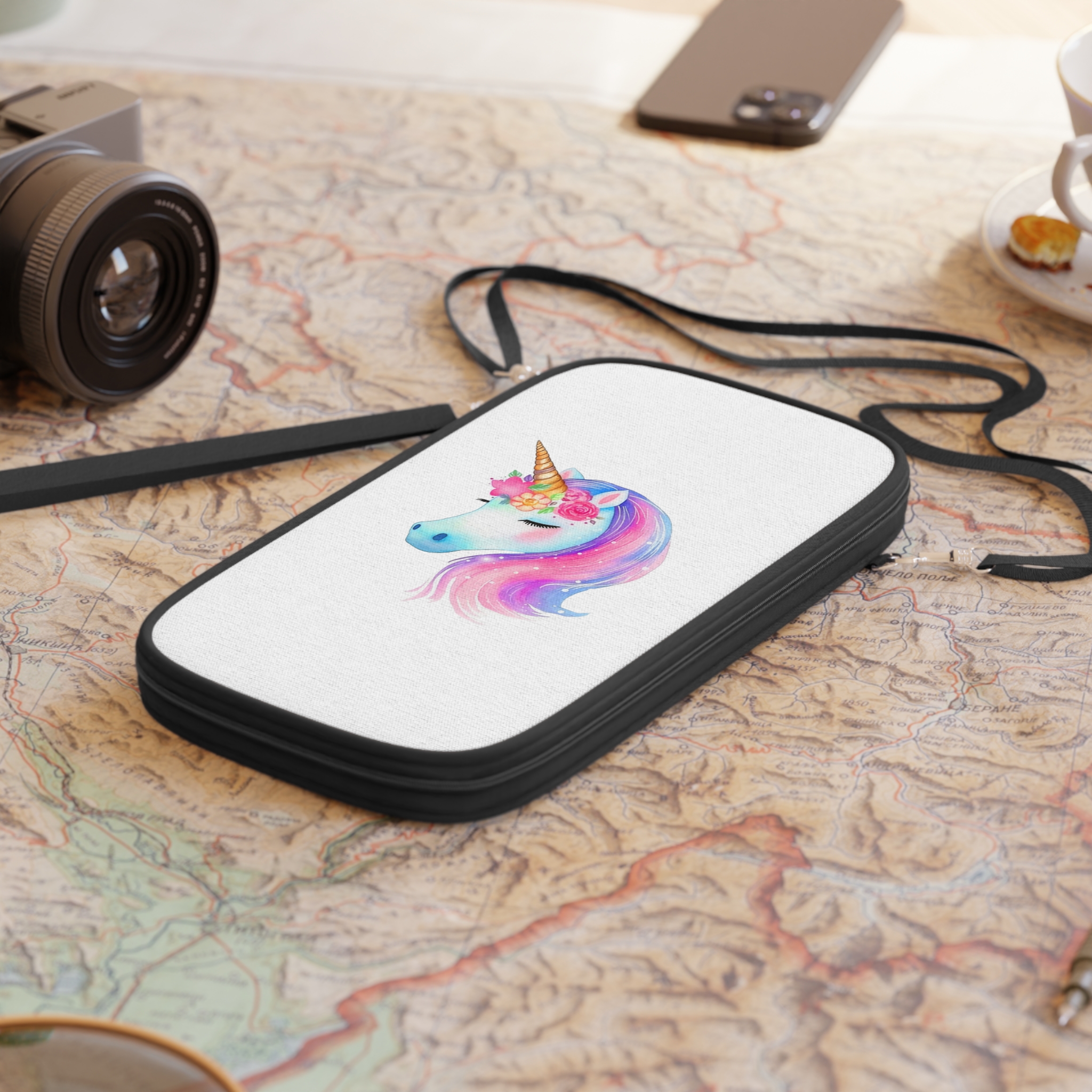 Cute Unicorn Watercolor Hand Painted 01 Passport Wallet - Image 4