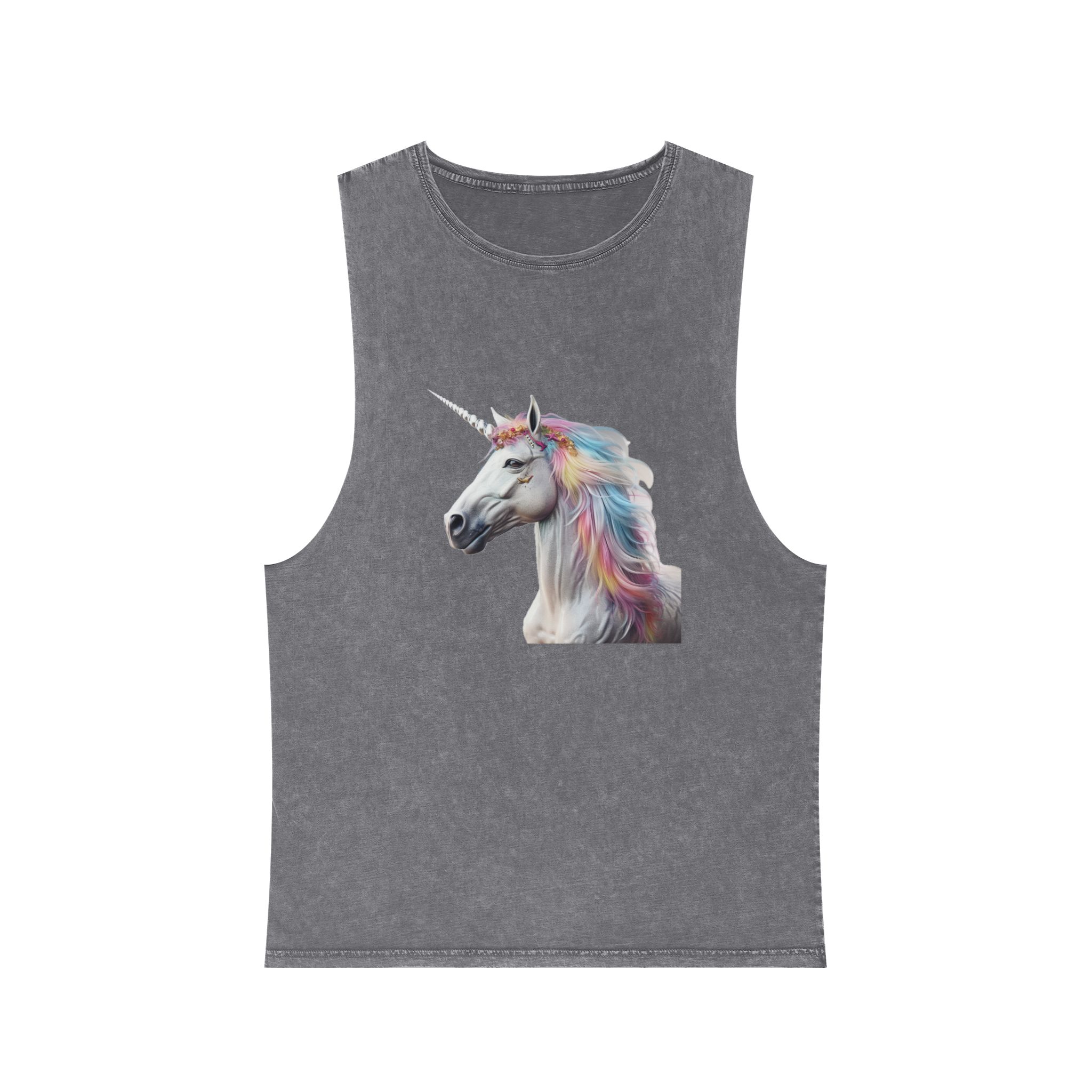 Colorful 3d Mythical Unicorn (3) Unisex Stonewash Tank Top - Image 9