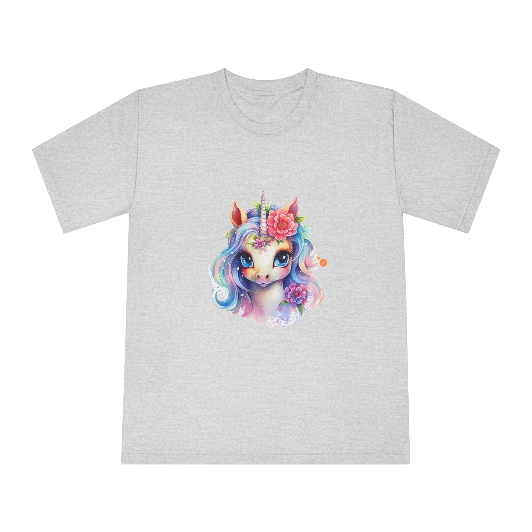 Cute Colorful Magic Unicorn With Flowers Watercolor Style (8) Unisex Classic Crewneck T Shirt - Image 13