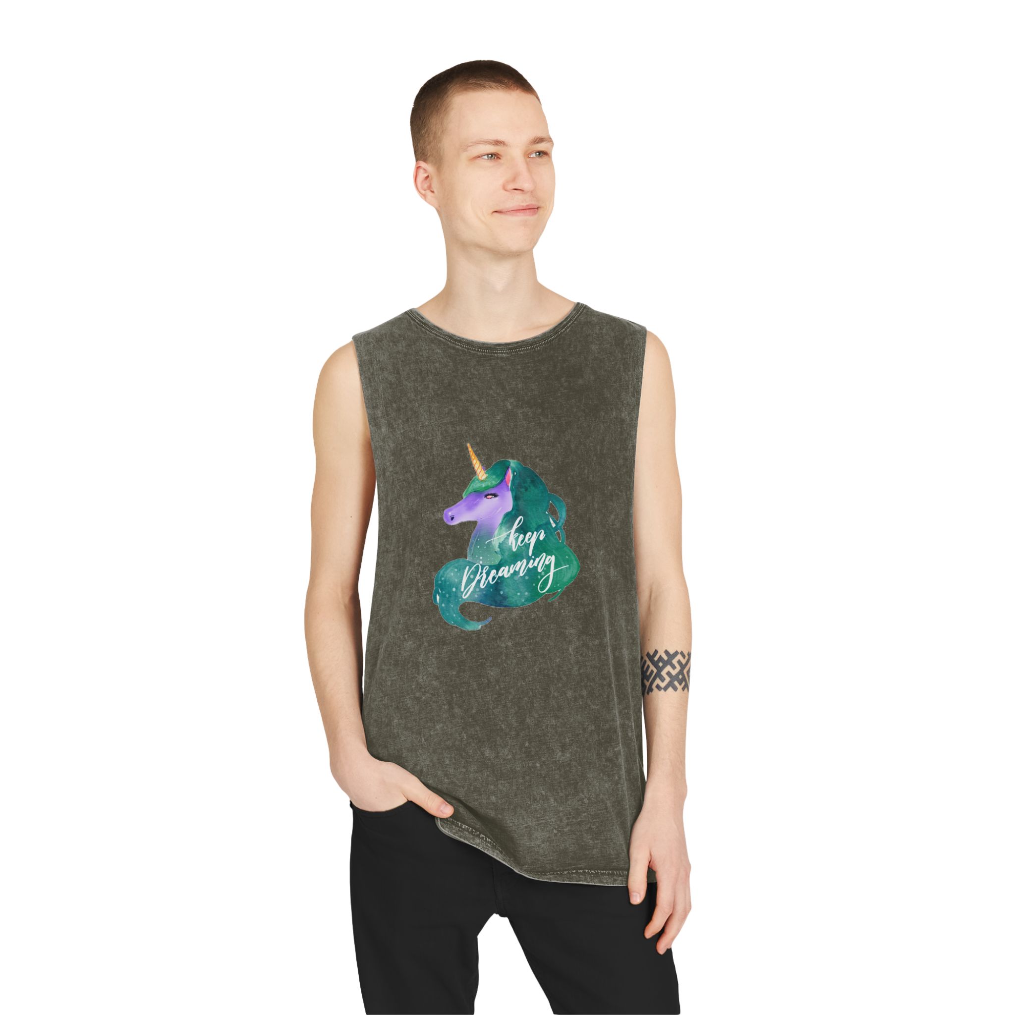 Unicorn V47 Unisex Stonewash Tank Top - Image 7