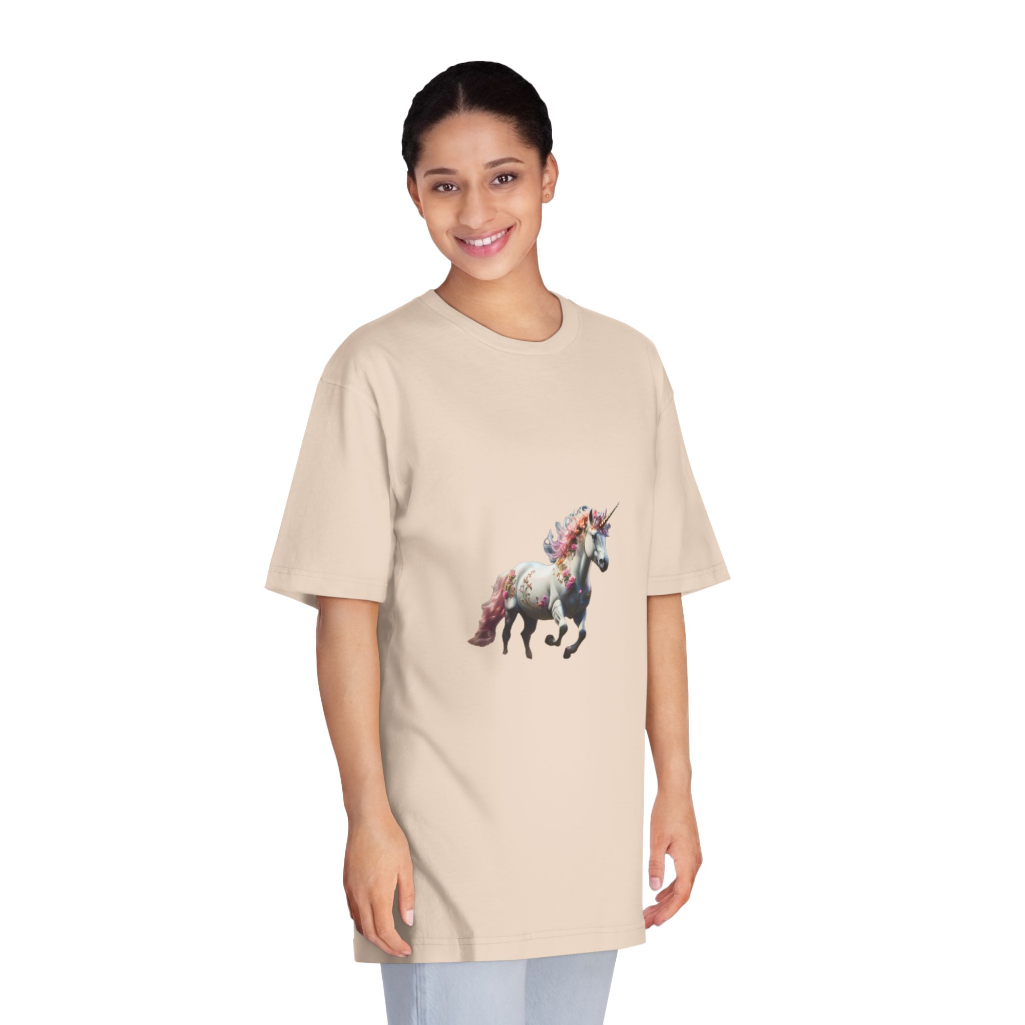 Beautiful Unicorn Running Magical Meadow Unicorn Background Images Whimsical Unicorn (38) Unisex Classic Crewneck T Shirt - Image 11