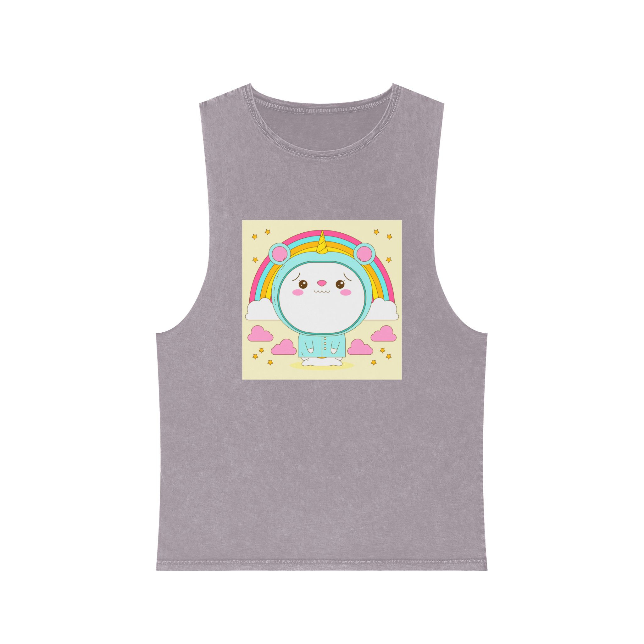 Hand Drawn Kawaii Animal Unisex Stonewash Tank Top - Image 17