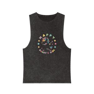 Unicorn Happy Daddys Girl 2 Unisex Stonewash Tank Top