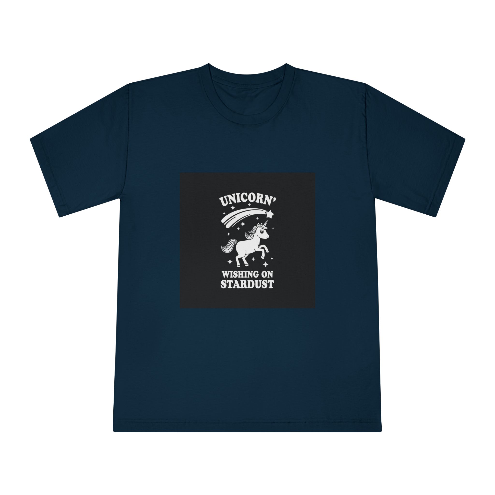 White Unicorn With Star It Is Black Background Unisex Classic Crewneck T Shirt - Image 17
