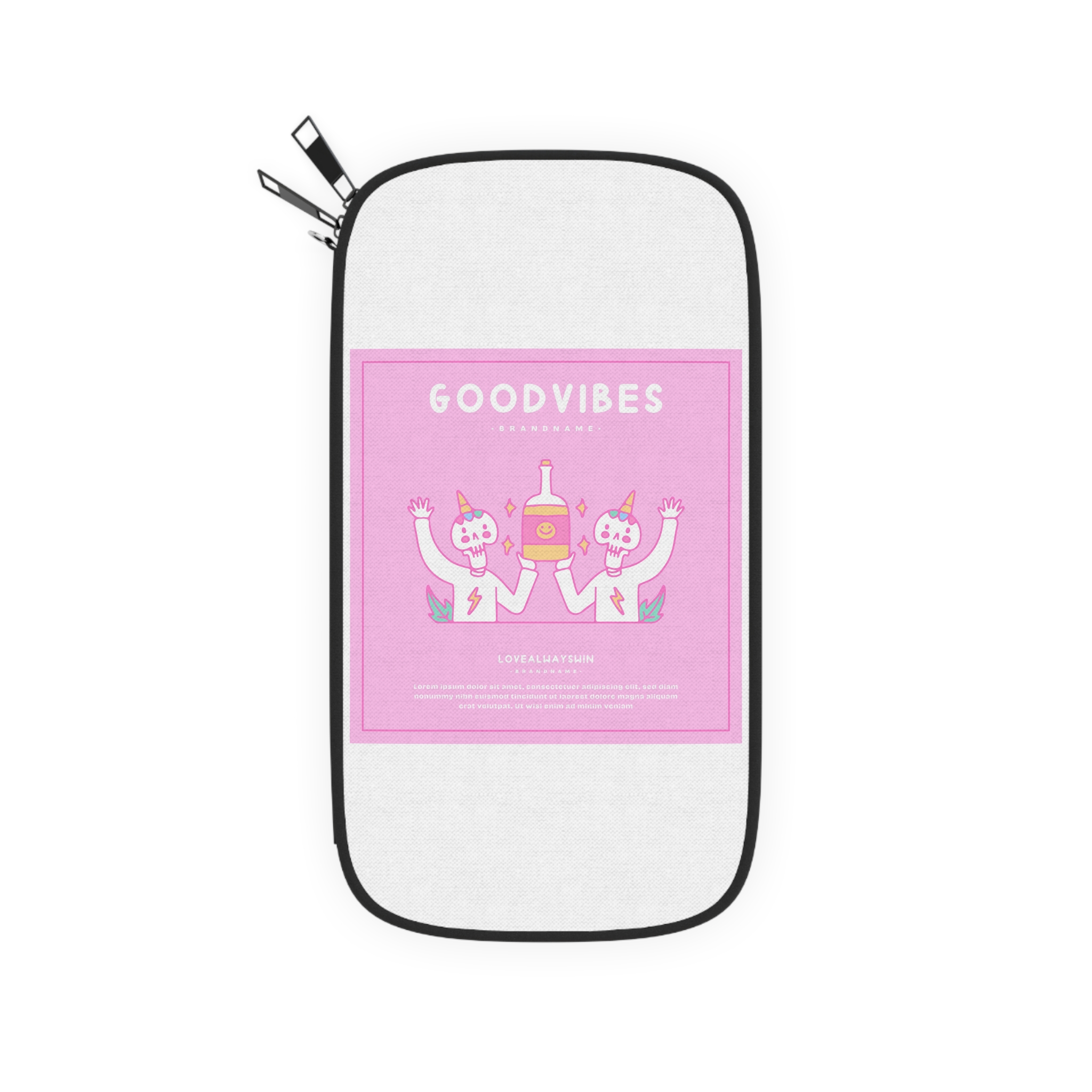Cute Unicorn Skulls Holding Beer Bottle Illustration T Shirt Poster Passport Wallet - Image 2
