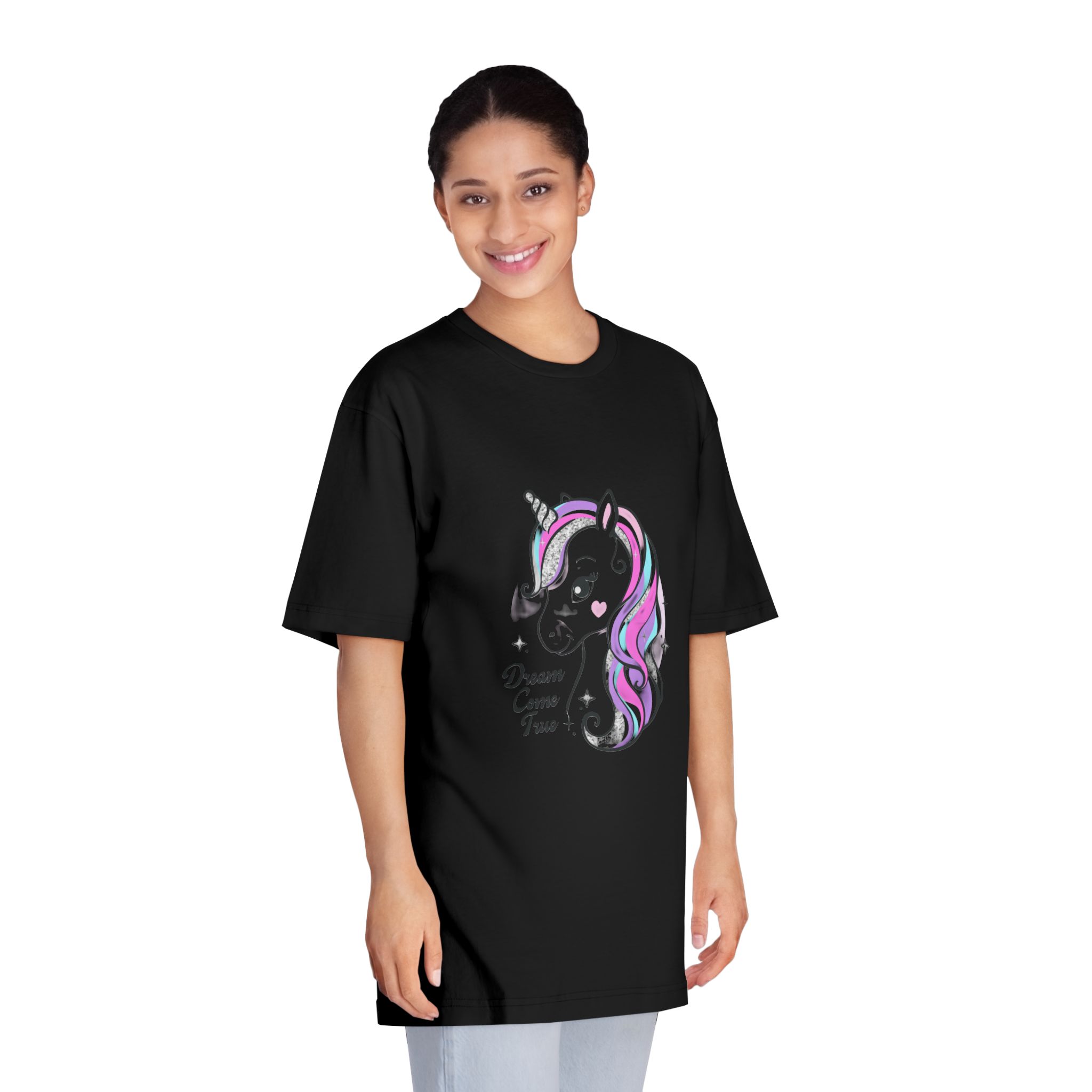Art Beautiful Little Unicorn On A White Background Sequins Print For Clothes and T Shirts Vector Illustration Cartoon Unisex Classic Crewneck T Shirt - Image 7