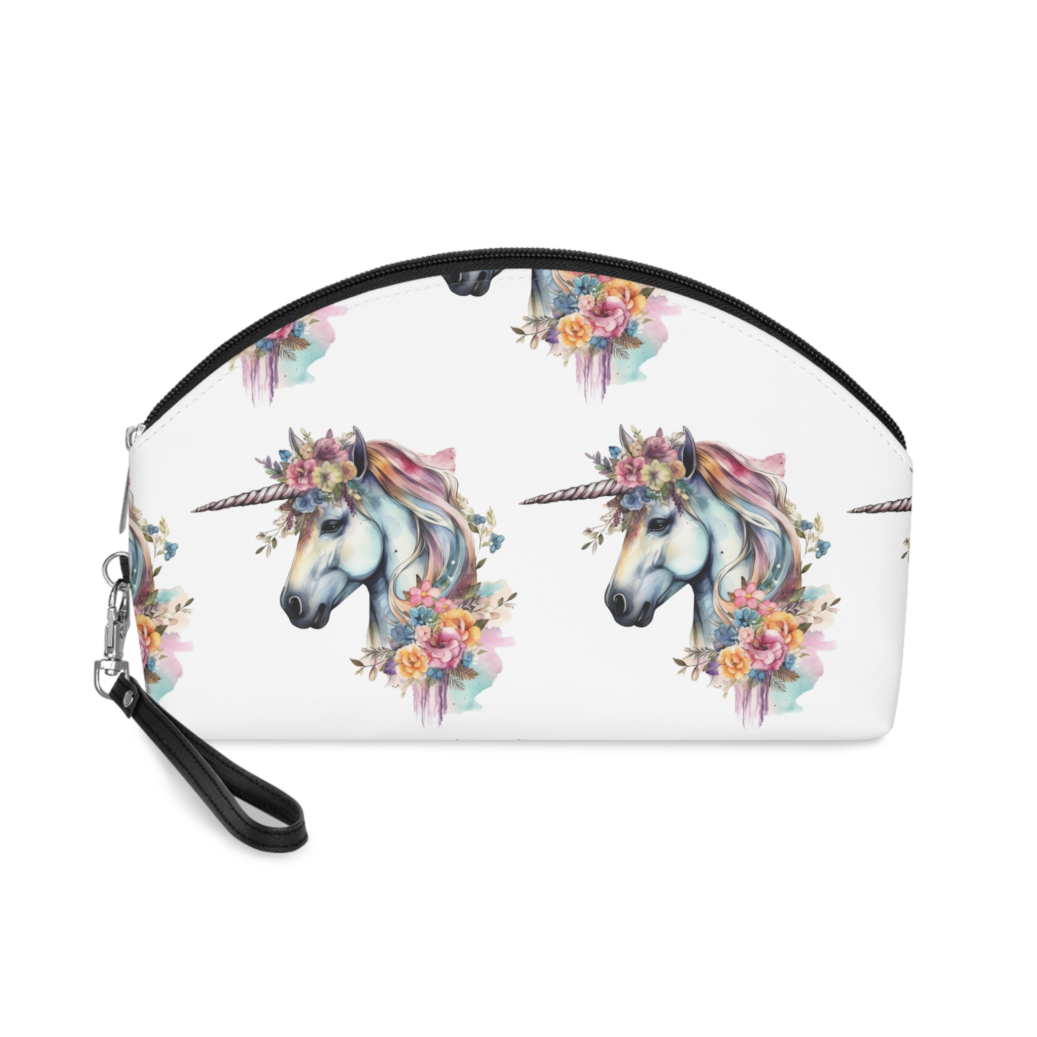 Unicorn With Flower Crown His Head Makeup Bag