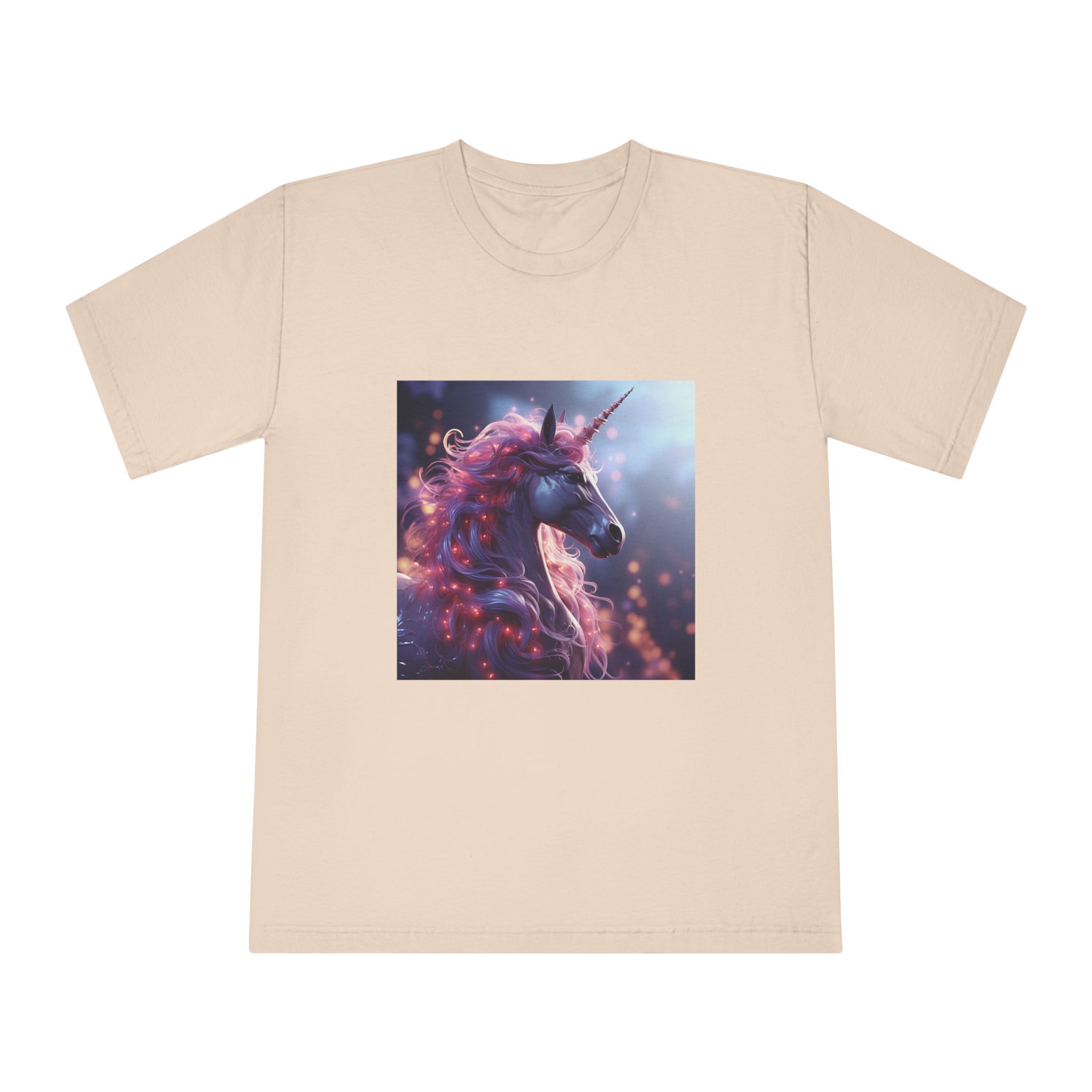 Pink 3d Mythical Unicorn With Lights Mane Unisex Classic Crewneck T Shirt - Image 9