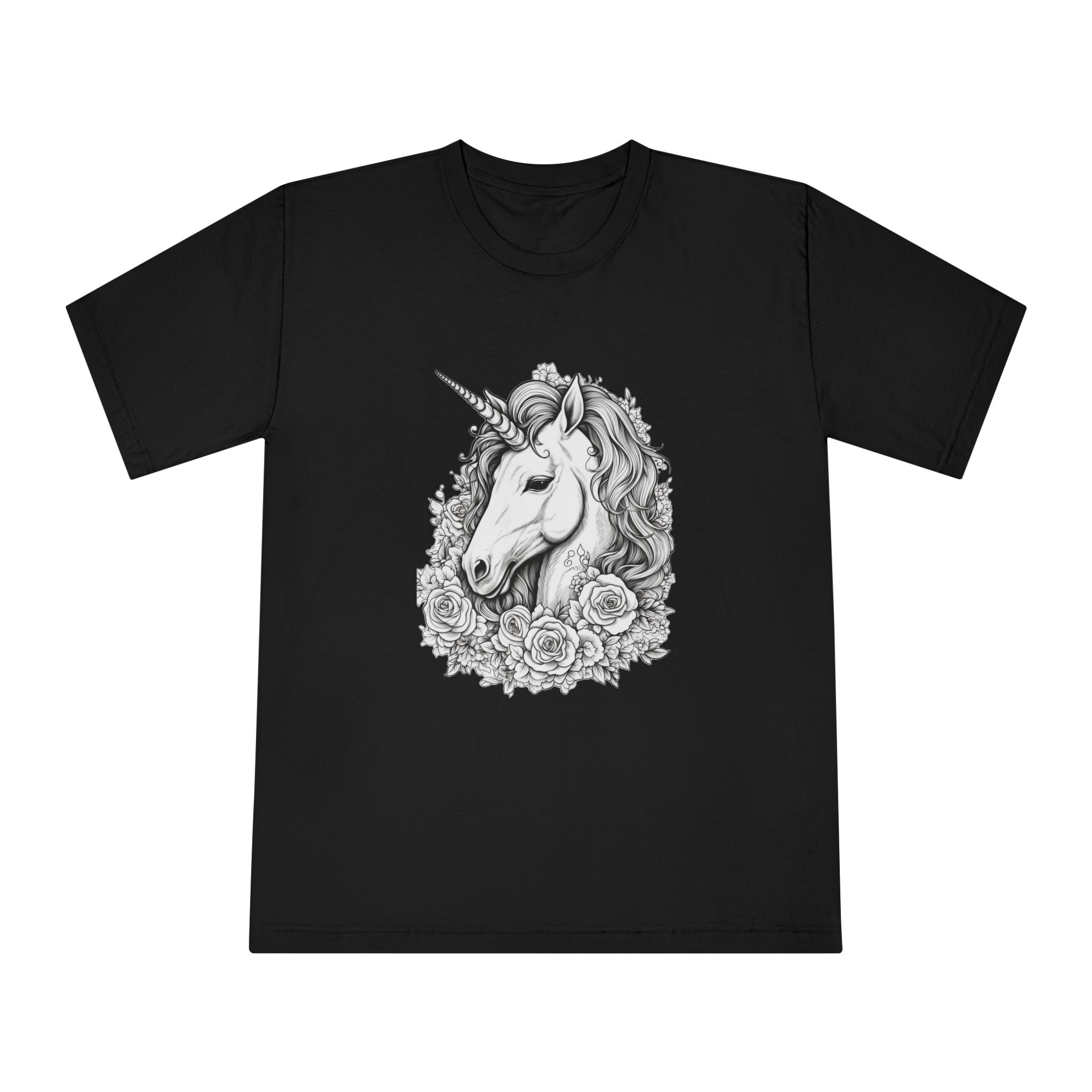 Unicorn With Roses Roses Around It Generative Ai Unisex Classic Crewneck T Shirt - Image 5