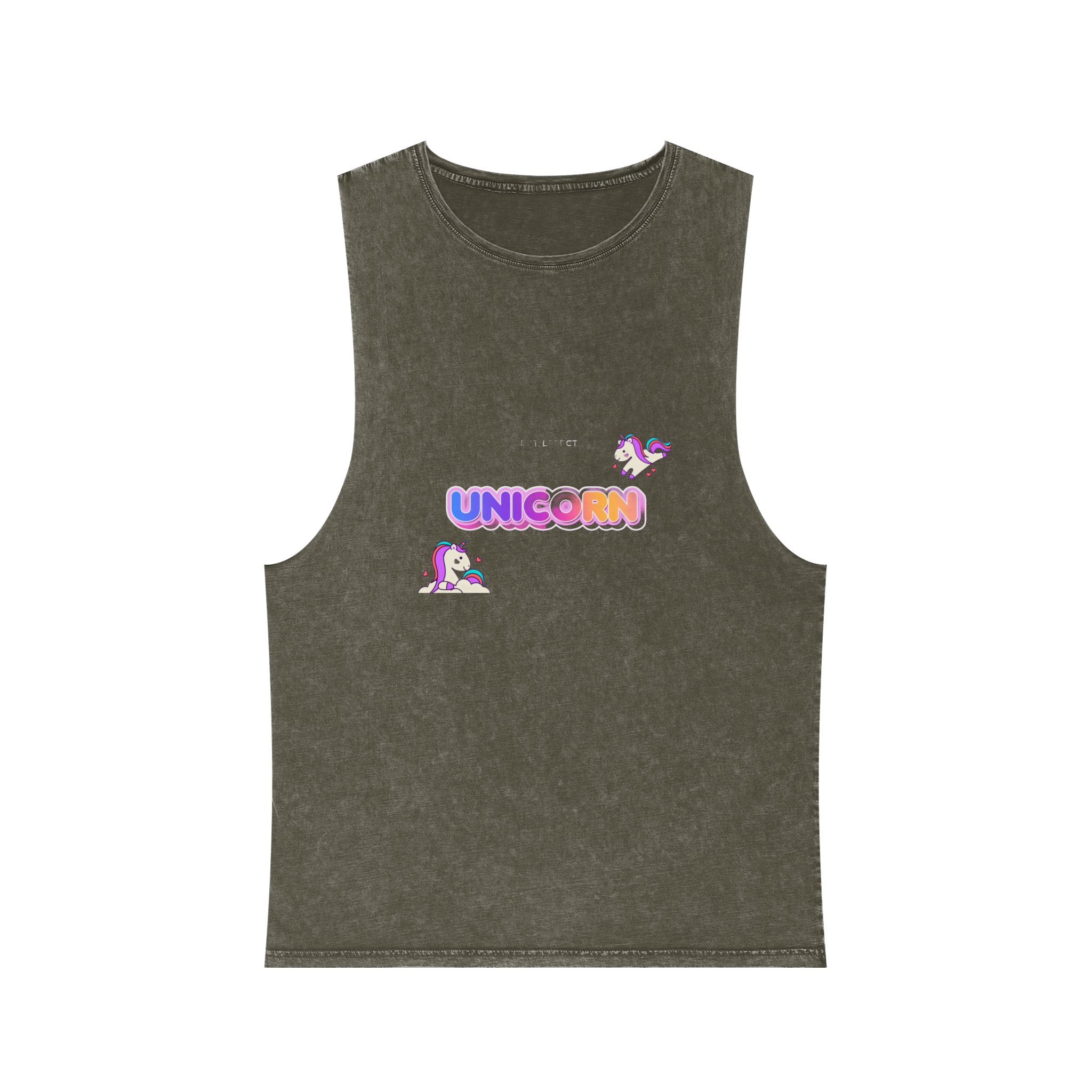 Unicorn Text Effect Unisex Stonewash Tank Top - Image 5