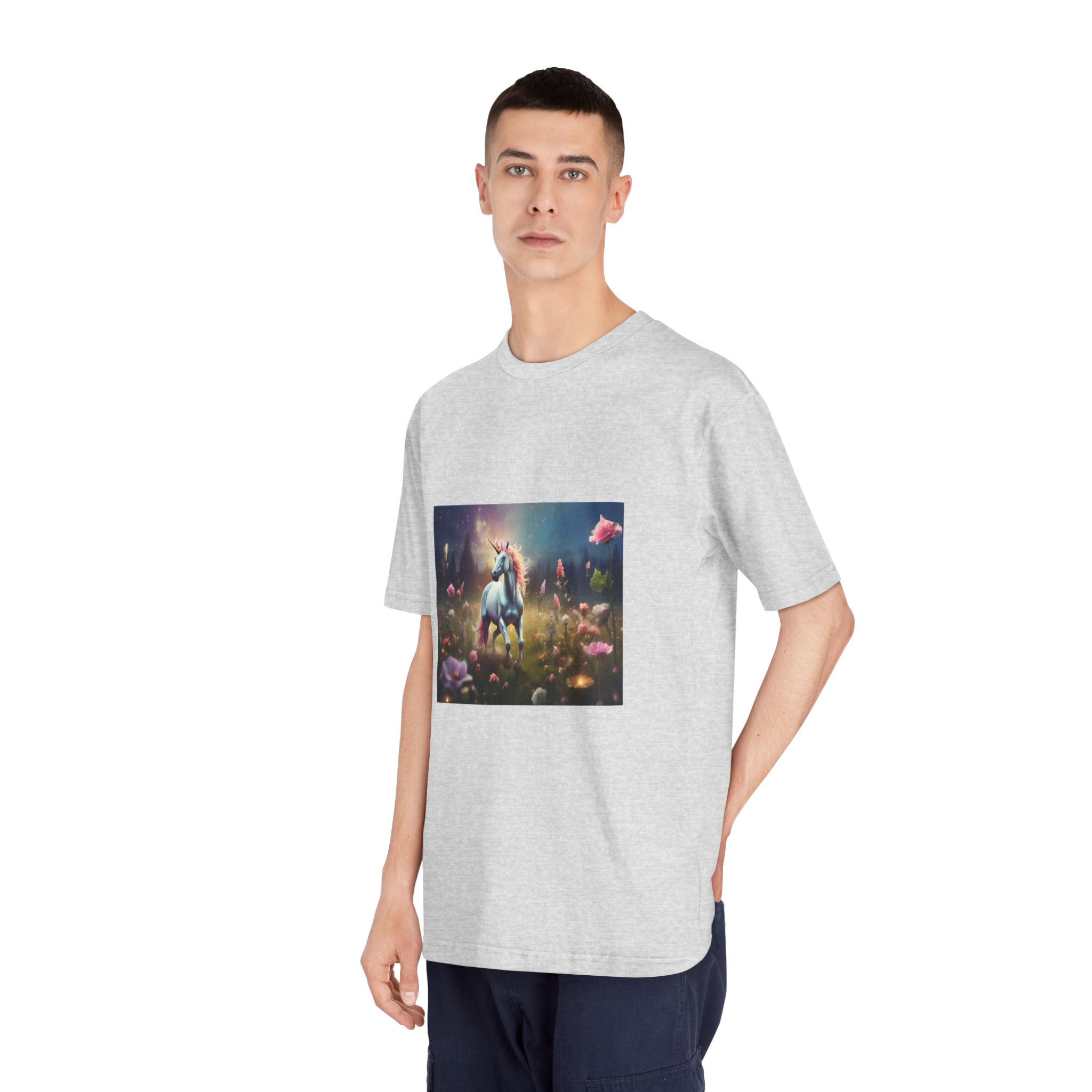Beautiful Unicorn Running Magical Meadow Unicorn Background Images Whimsical Unicorn (32) Unisex Classic Crewneck T Shirt - Image 16