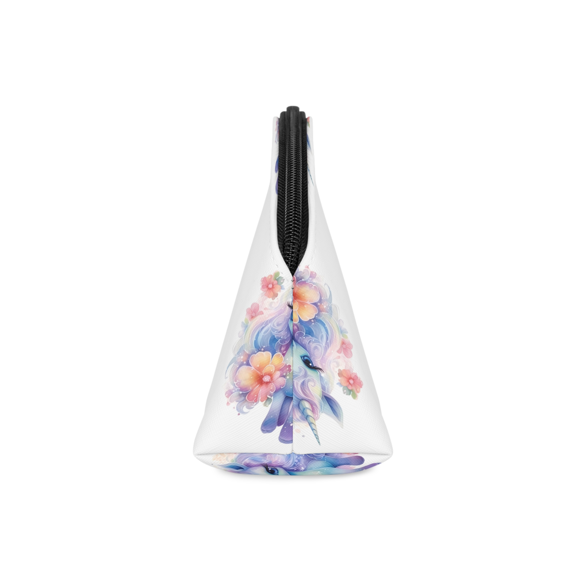 Cute Colorful Magic Unicorn With Flowers Watercolor Style Makeup Bag - Image 4
