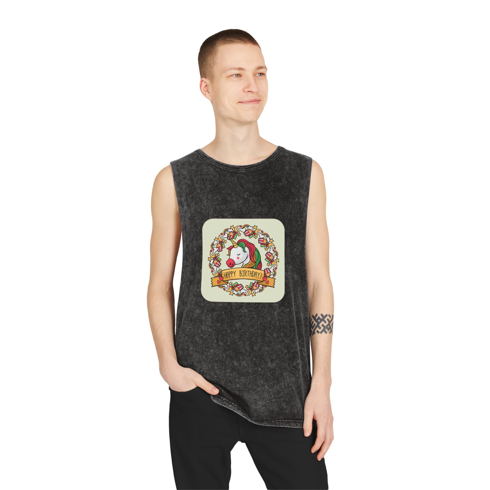 Unicorn V101 Unisex Stonewash Tank Top - Image 3