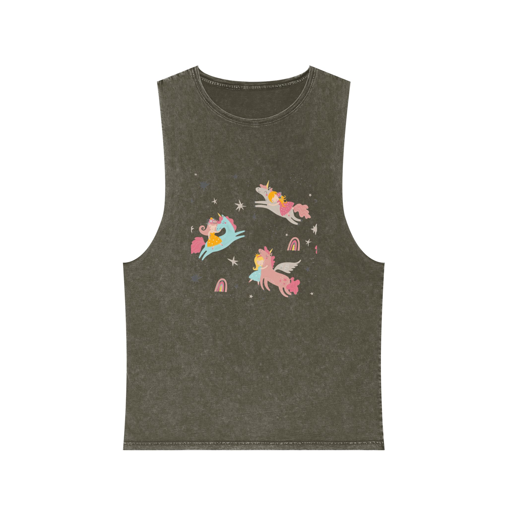 Princess With Unicorns February 2022 Unisex Stonewash Tank Top - Image 5