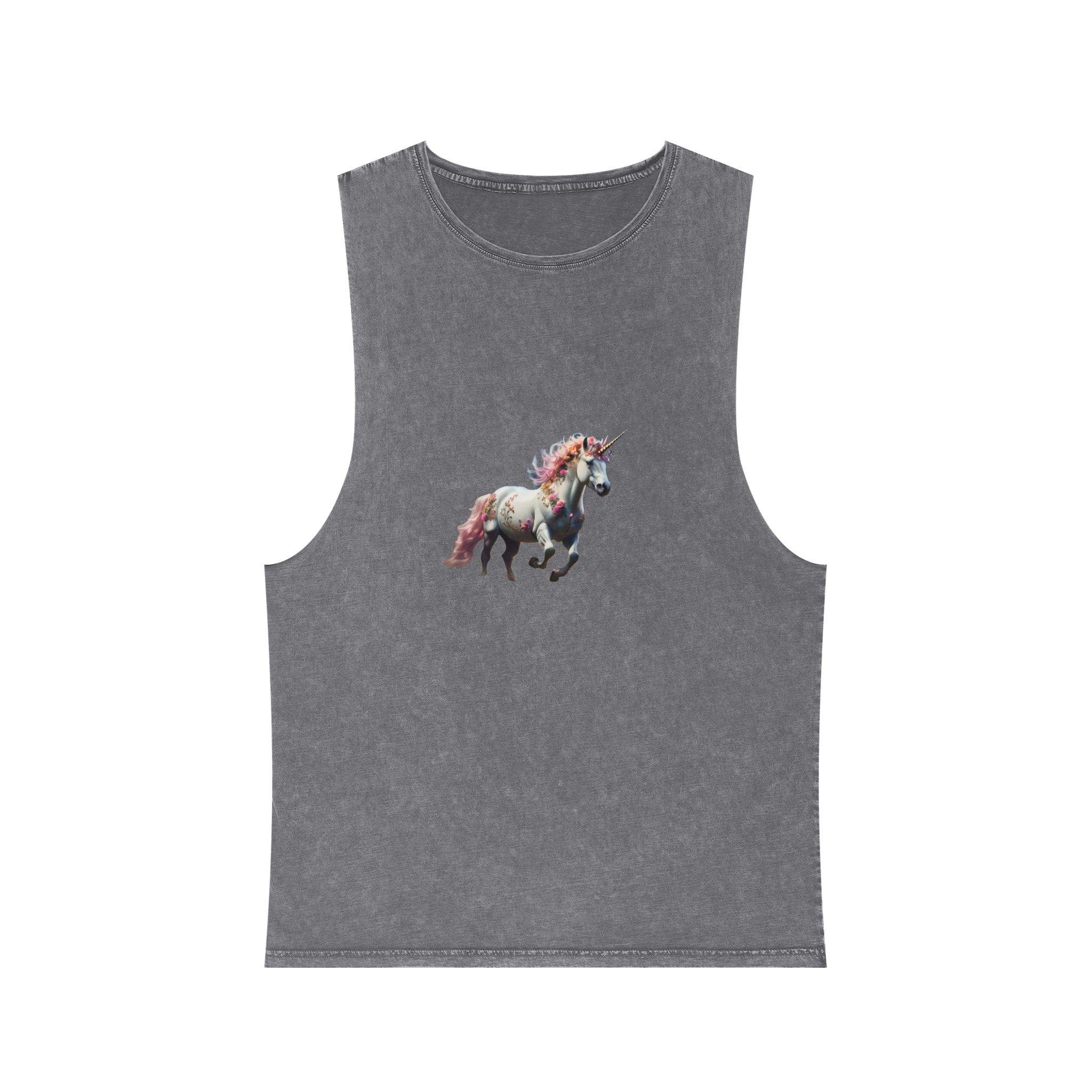 Beautiful Unicorn Running Magical Meadow Unicorn Background Images Whimsical Unicorn (38) Unisex Stonewash Tank Top - Image 9