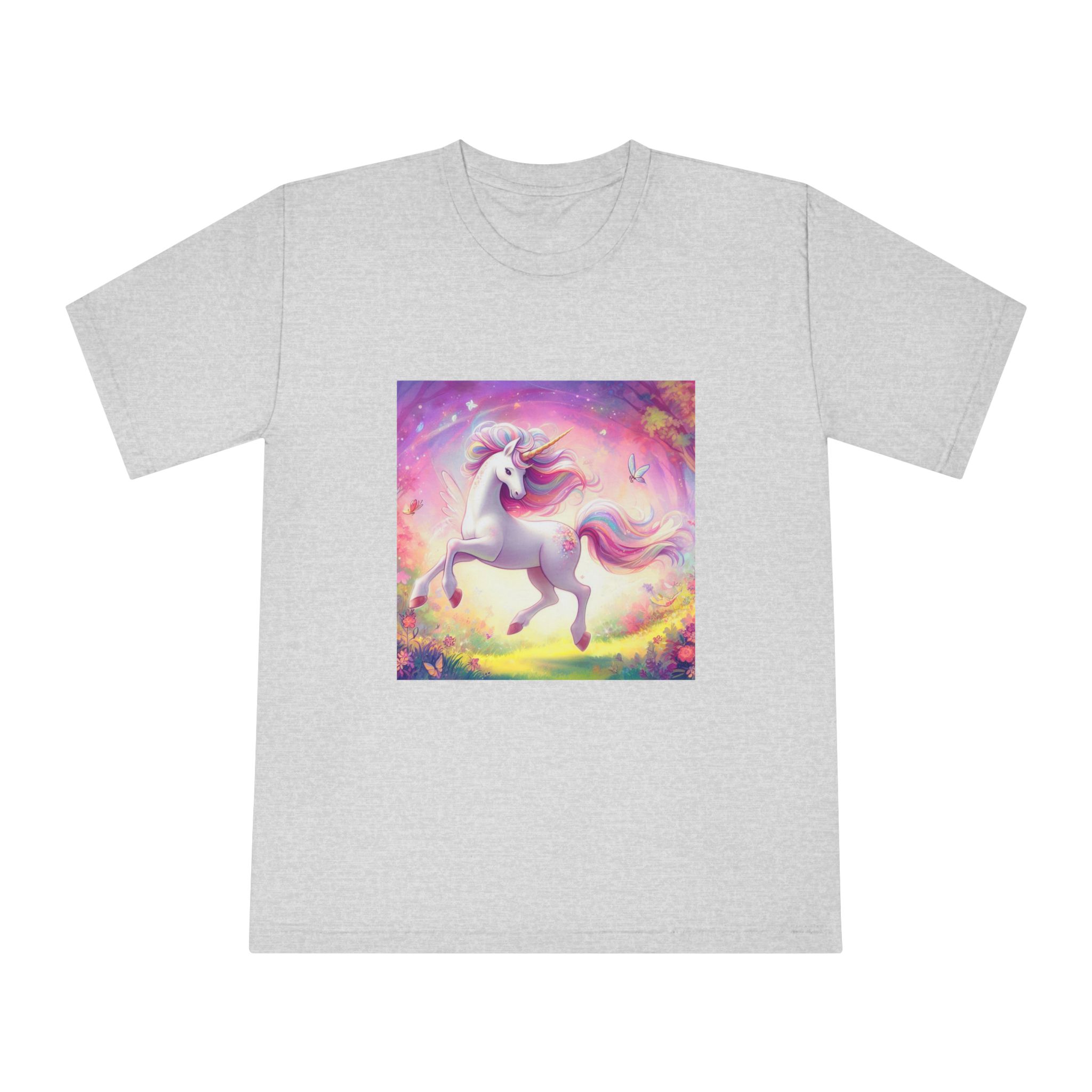 Beautiful Unicorn Running Magical Meadow Unicorn Background Images Whimsical Unicorn (44) Unisex Classic Crewneck T Shirt - Image 13