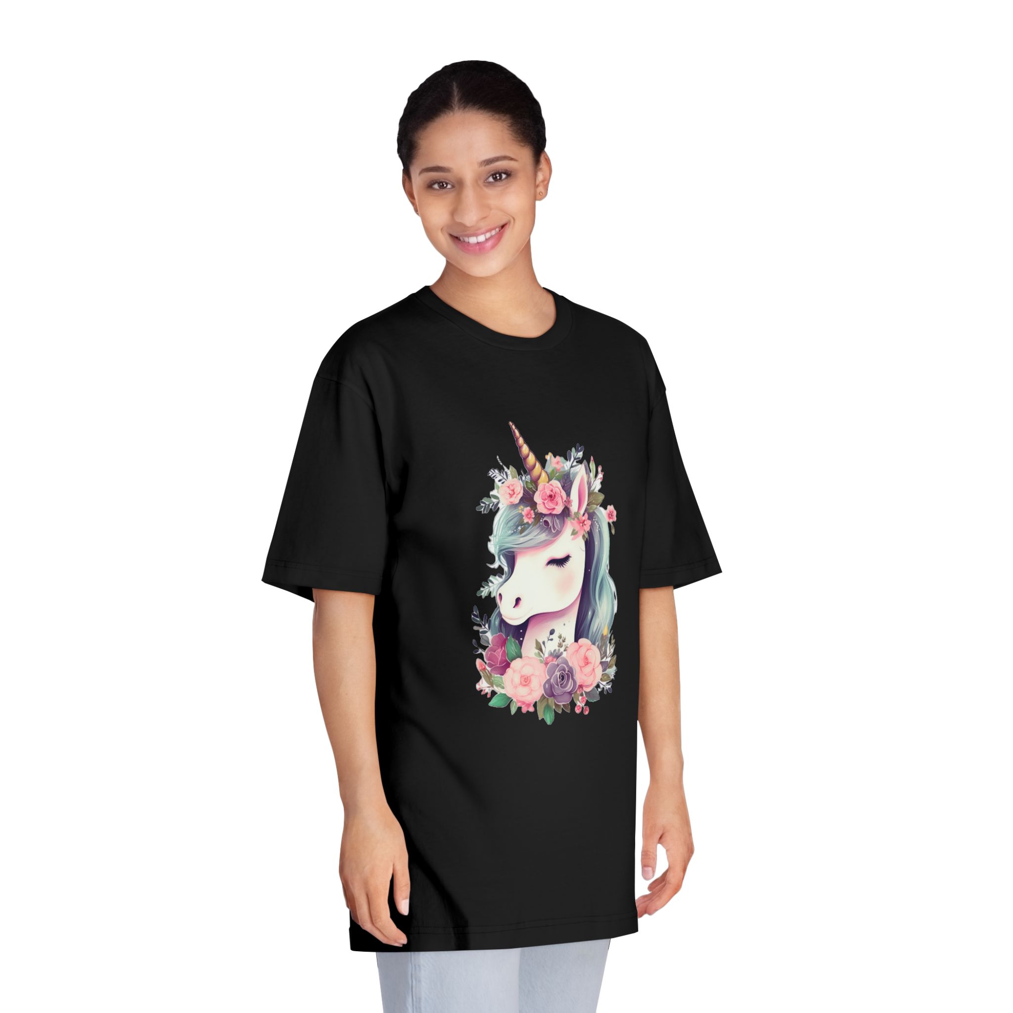 Unicorn With Floral Crown Its Head Unisex Classic Crewneck T Shirt - Image 7