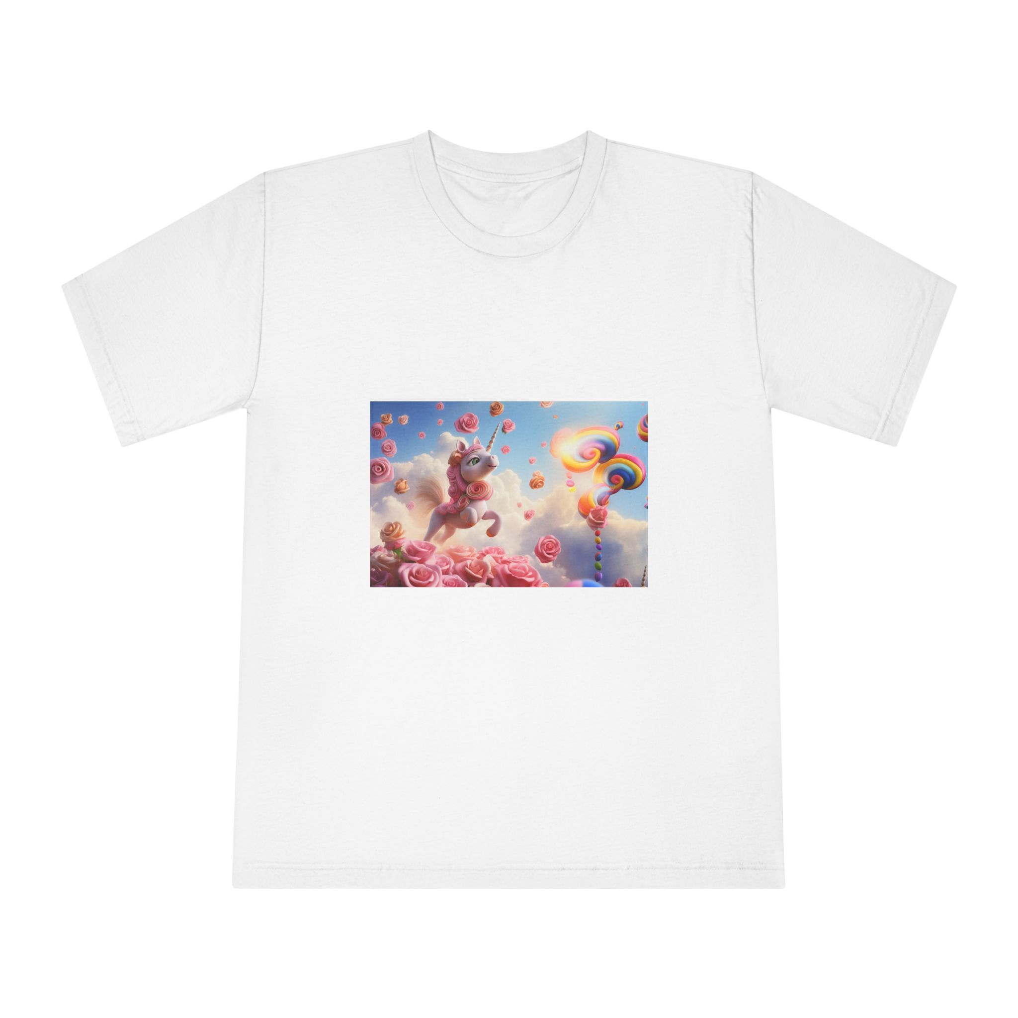 There Is Unicorn That Is Flying Through Air With Roses Generative Ai Unisex Classic Crewneck T Shirt