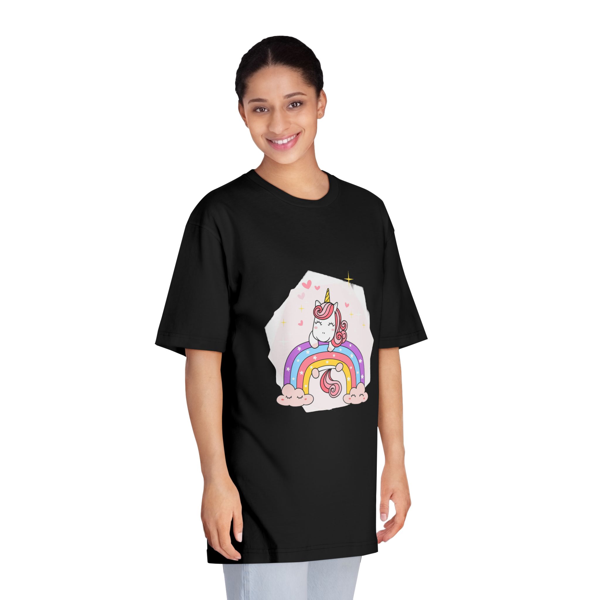 Cute Unicorn Magical Purple Rainbow Simple Doodle Outline Cartoon Illustration Unisex Classic Crewneck T Shirt - Image 7
