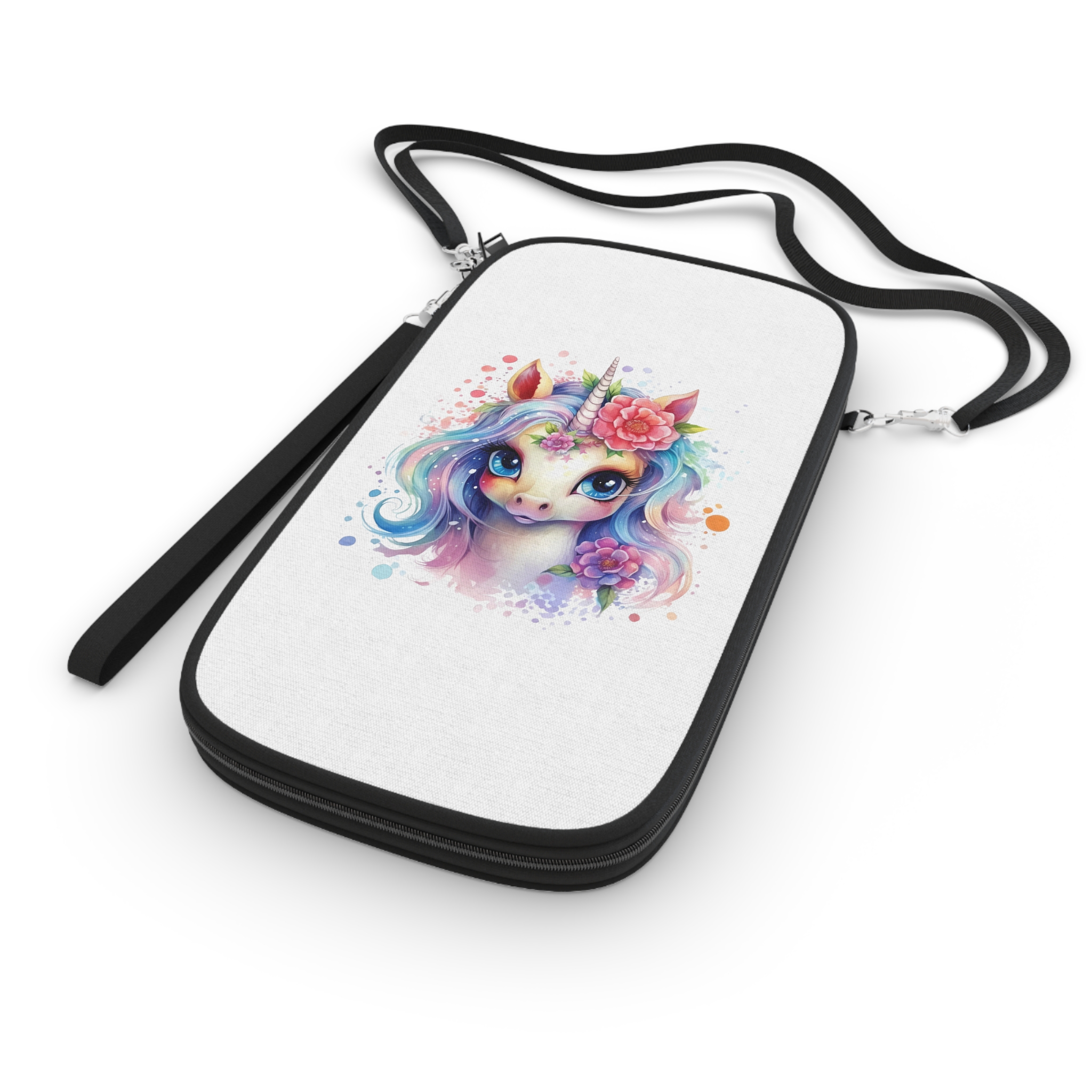 Cute Colorful Magic Unicorn With Flowers Watercolor Style (8) Copia Passport Wallet - Image 3