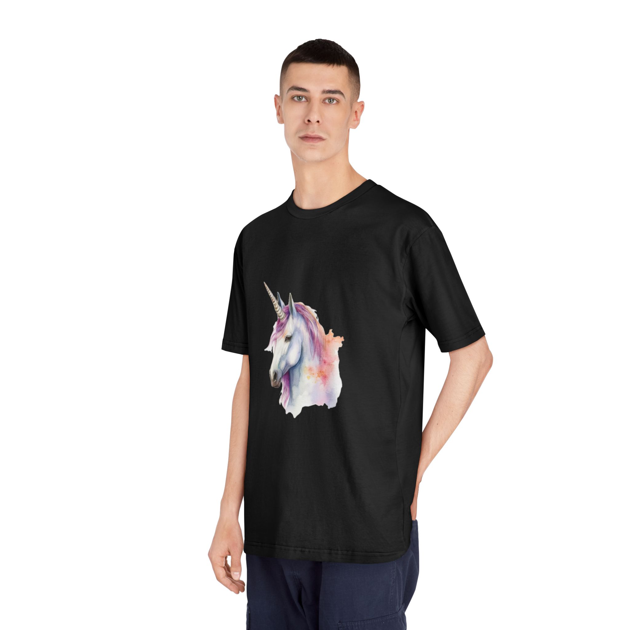 Unicorn With Purple Mane Pink Horn Unisex Classic Crewneck T Shirt - Image 8