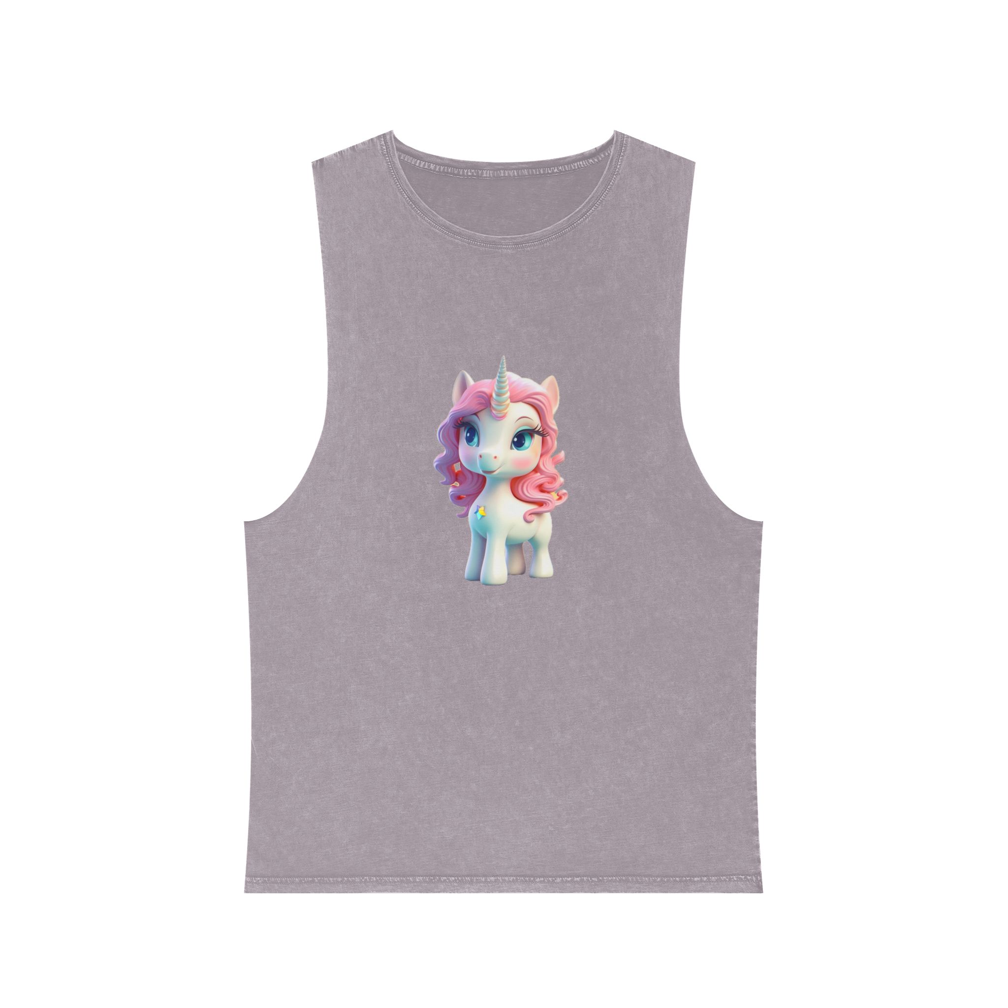 Colorful Cartoon Animated 3d Unicorn Children (14) Unisex Stonewash Tank Top - Image 17
