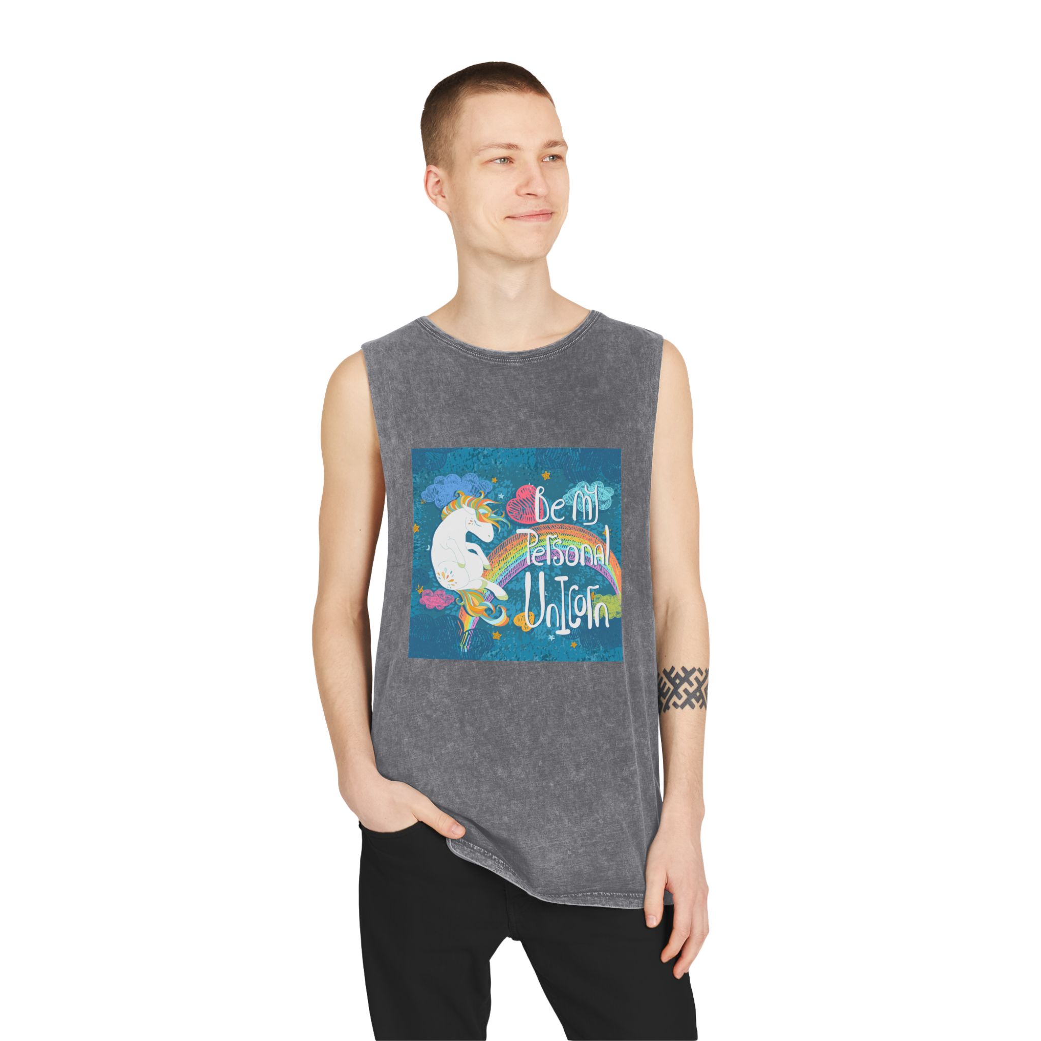 Be My Personal Unicorn Unisex Stonewash Tank Top - Image 11