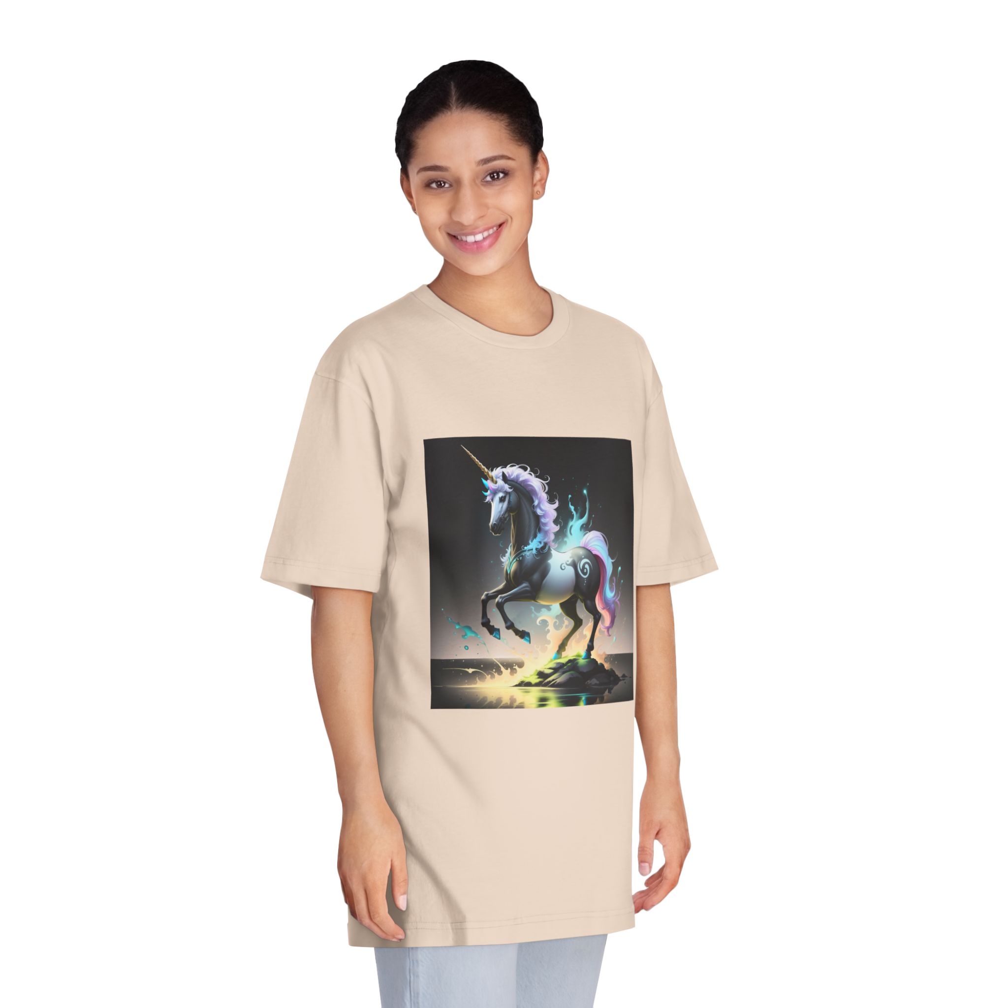 Black Unicorn With Fluorescent Liquids Unisex Classic Crewneck T Shirt - Image 11
