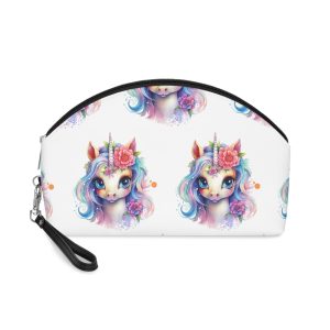 Cute Colorful Magic Unicorn With Flowers Watercolor Style (8) Makeup Bag