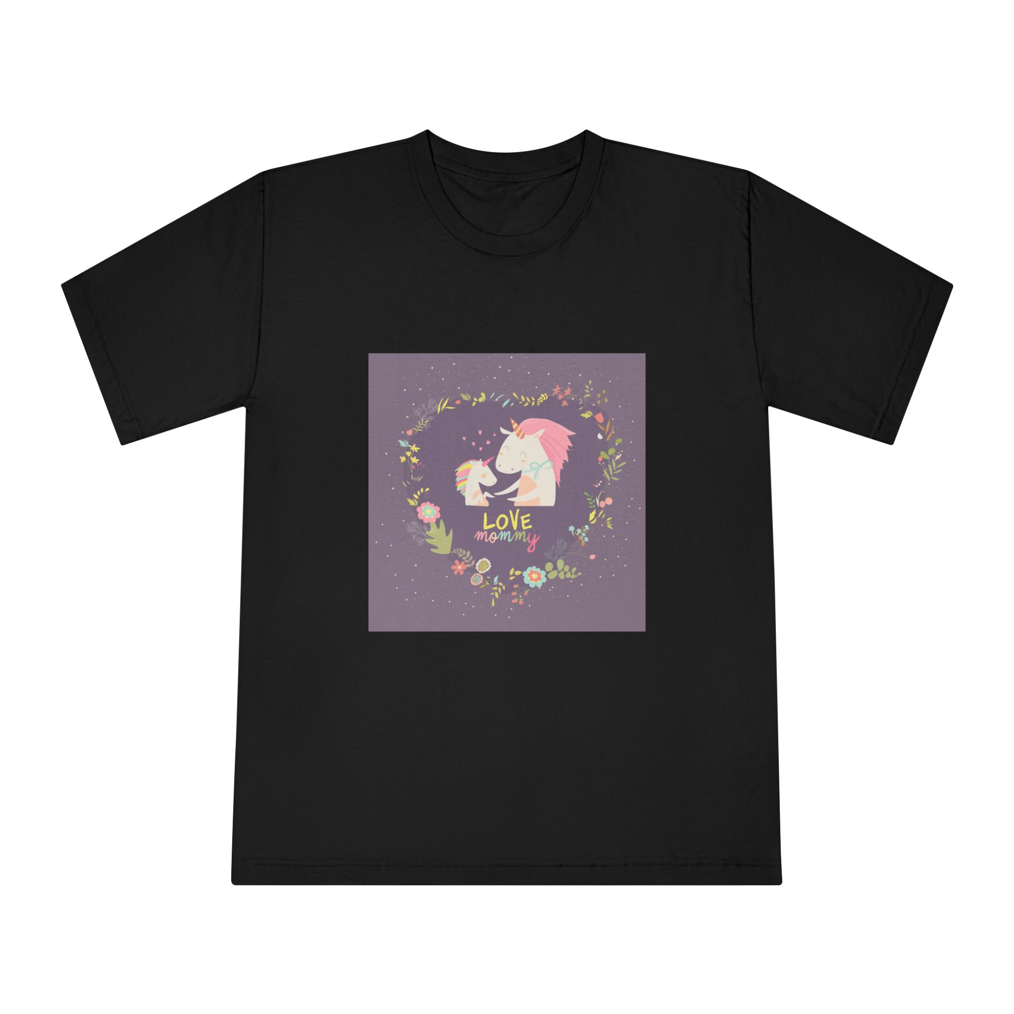 Cute Small Unicorn With Mom Wreath Unisex Classic Crewneck T Shirt - Image 5