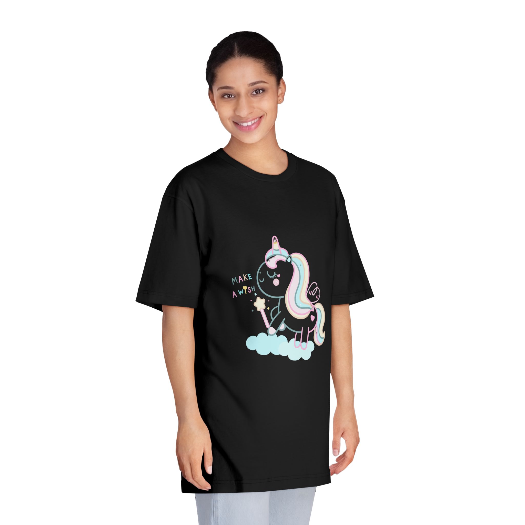 Cute Unicorn Pastel Holding Magic Wand Unisex Classic Crewneck T Shirt - Image 7